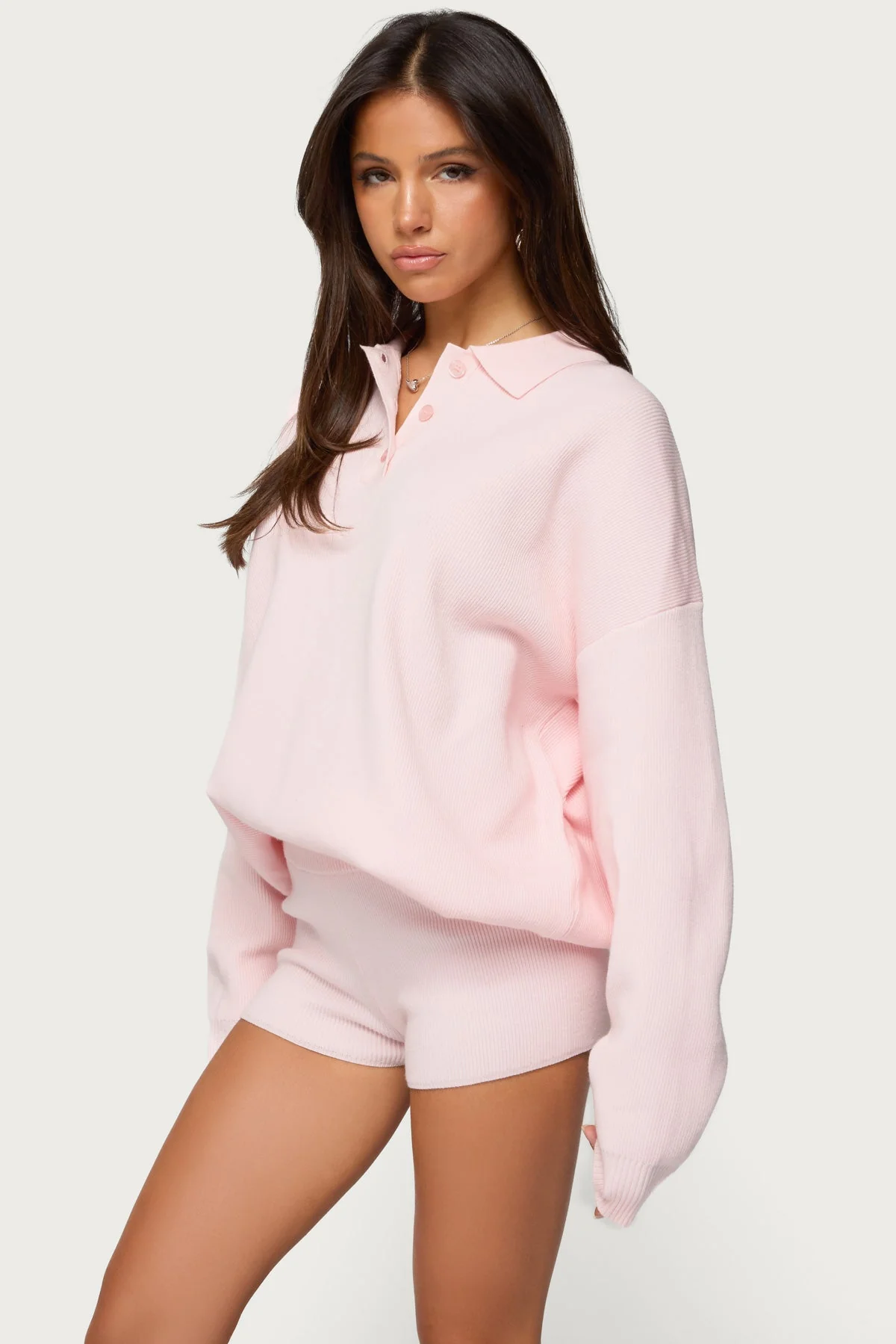 Light Pink Oversized Knit Sweater Set