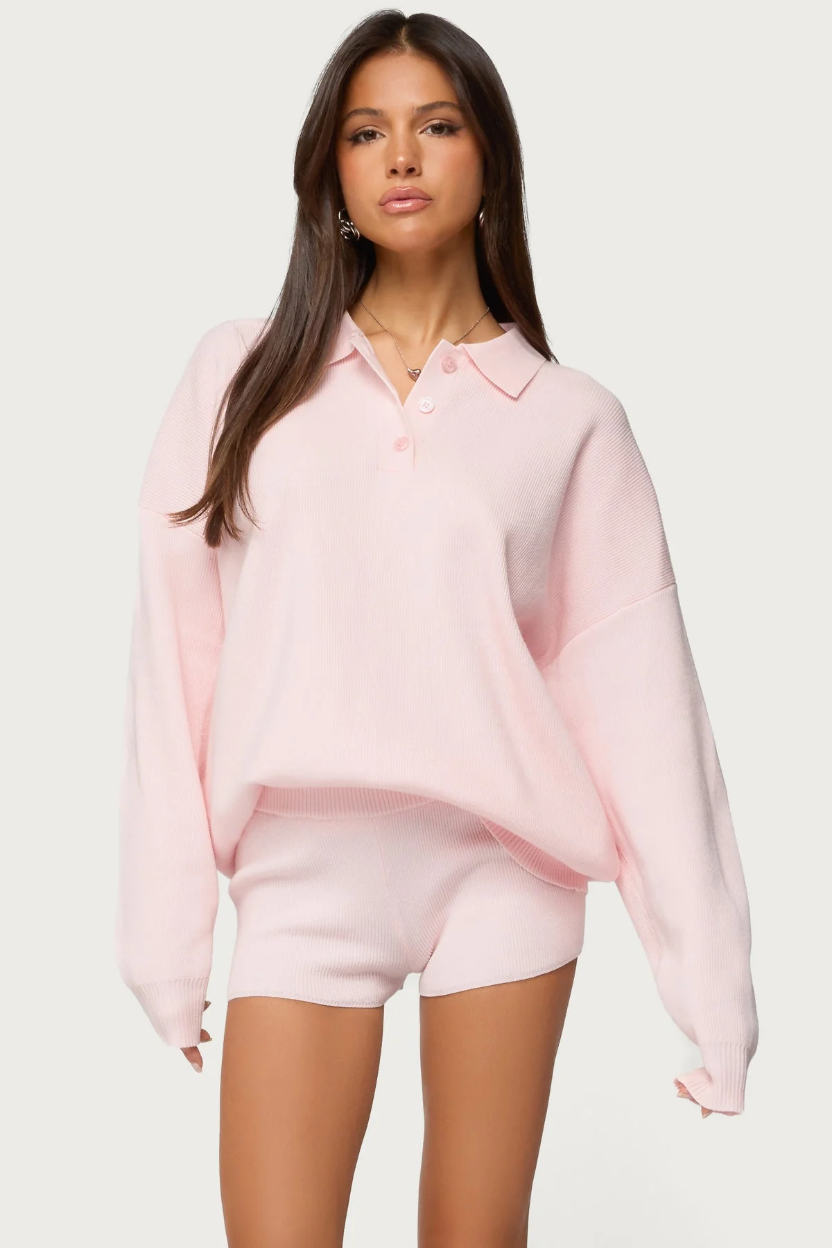 Light Pink Oversized Knit Sweater Set