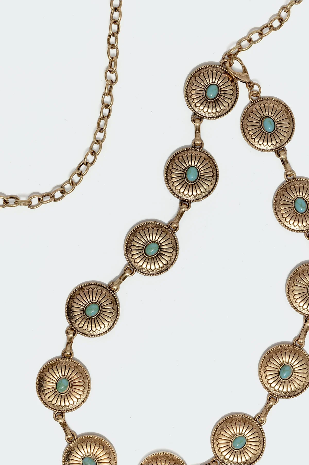 Bohemian Style Gold Chain Belt with Stone Pendant