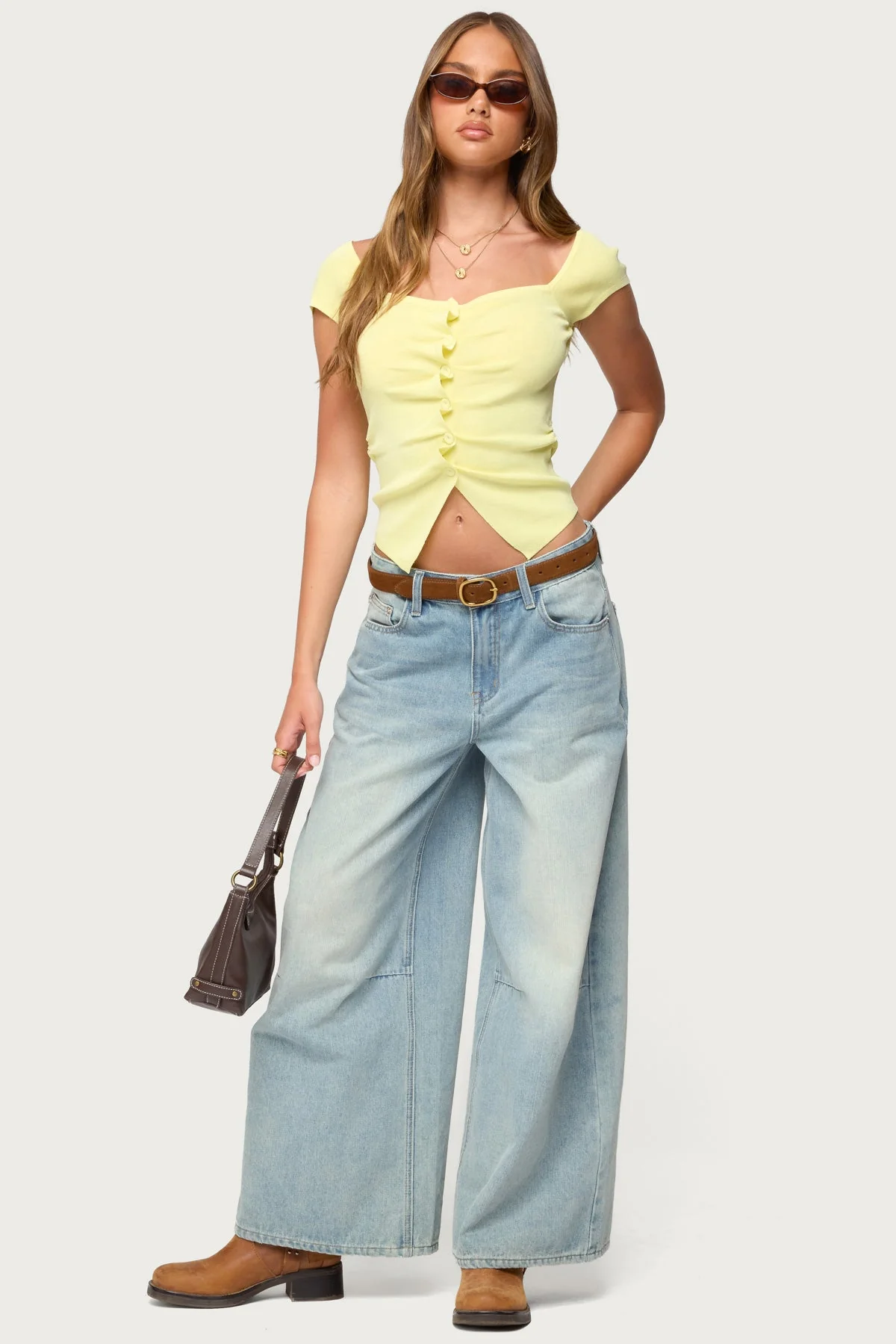 Yellow Knit Sweetheart Top for Women