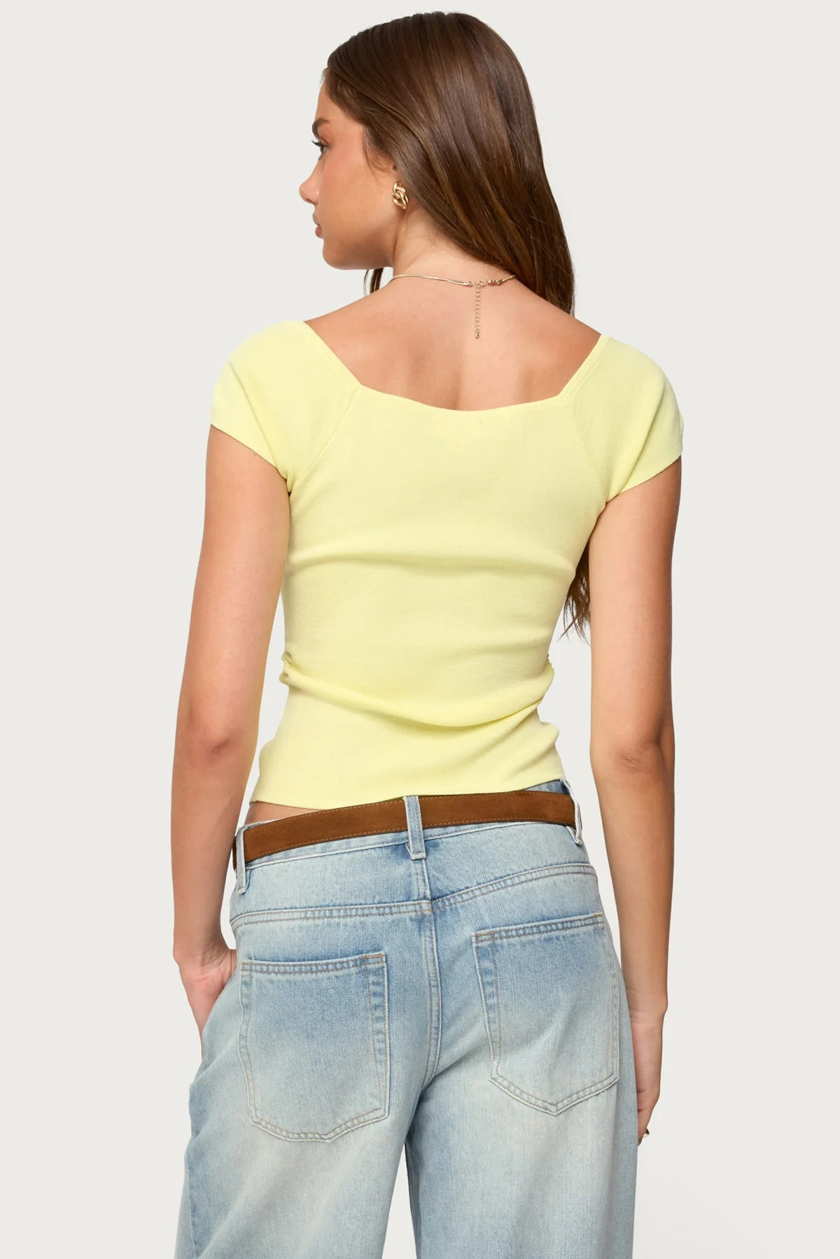 Yellow Knit Sweetheart Top for Women