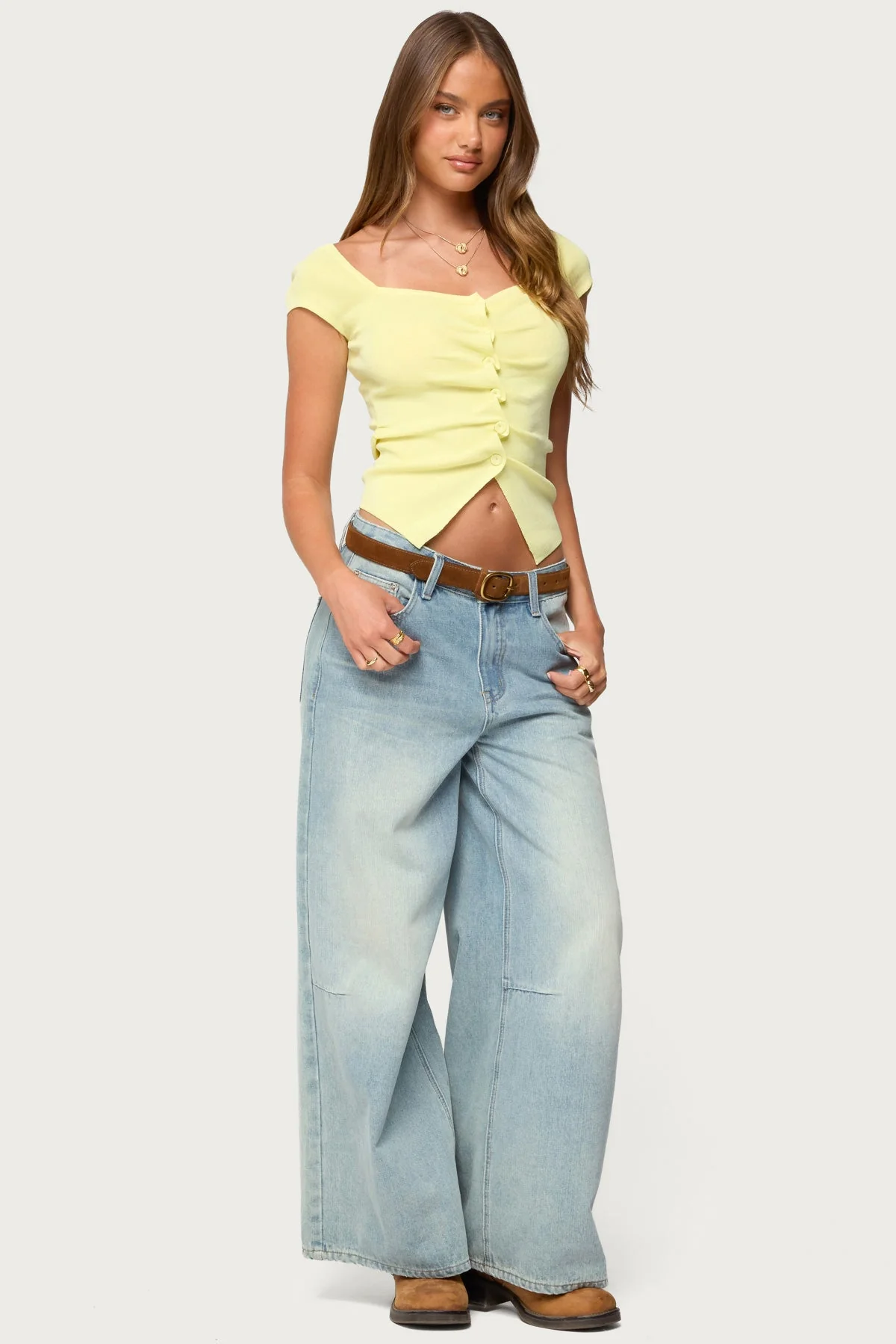 Yellow Knit Sweetheart Top for Women