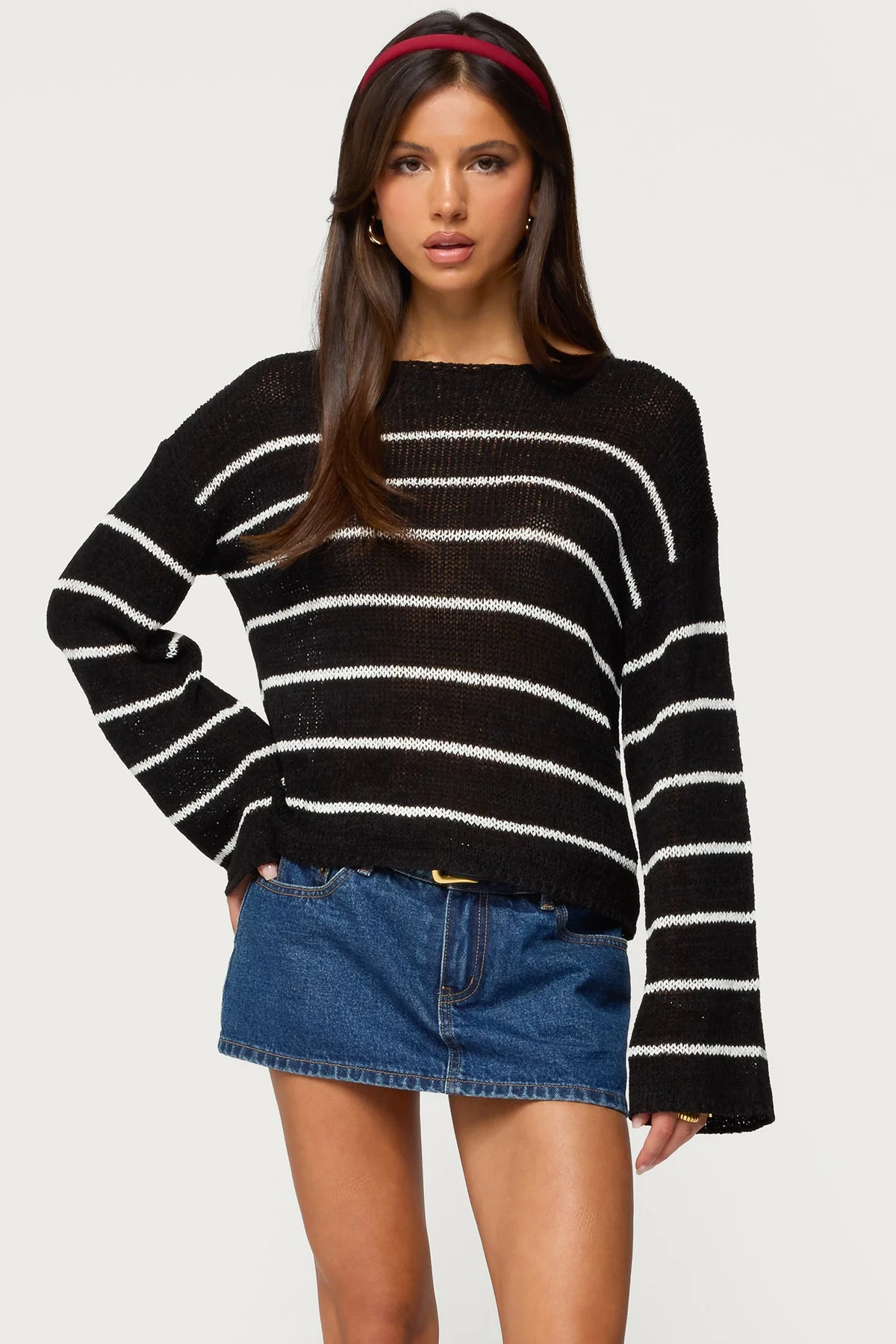 Black and White Striped Knit Sweater