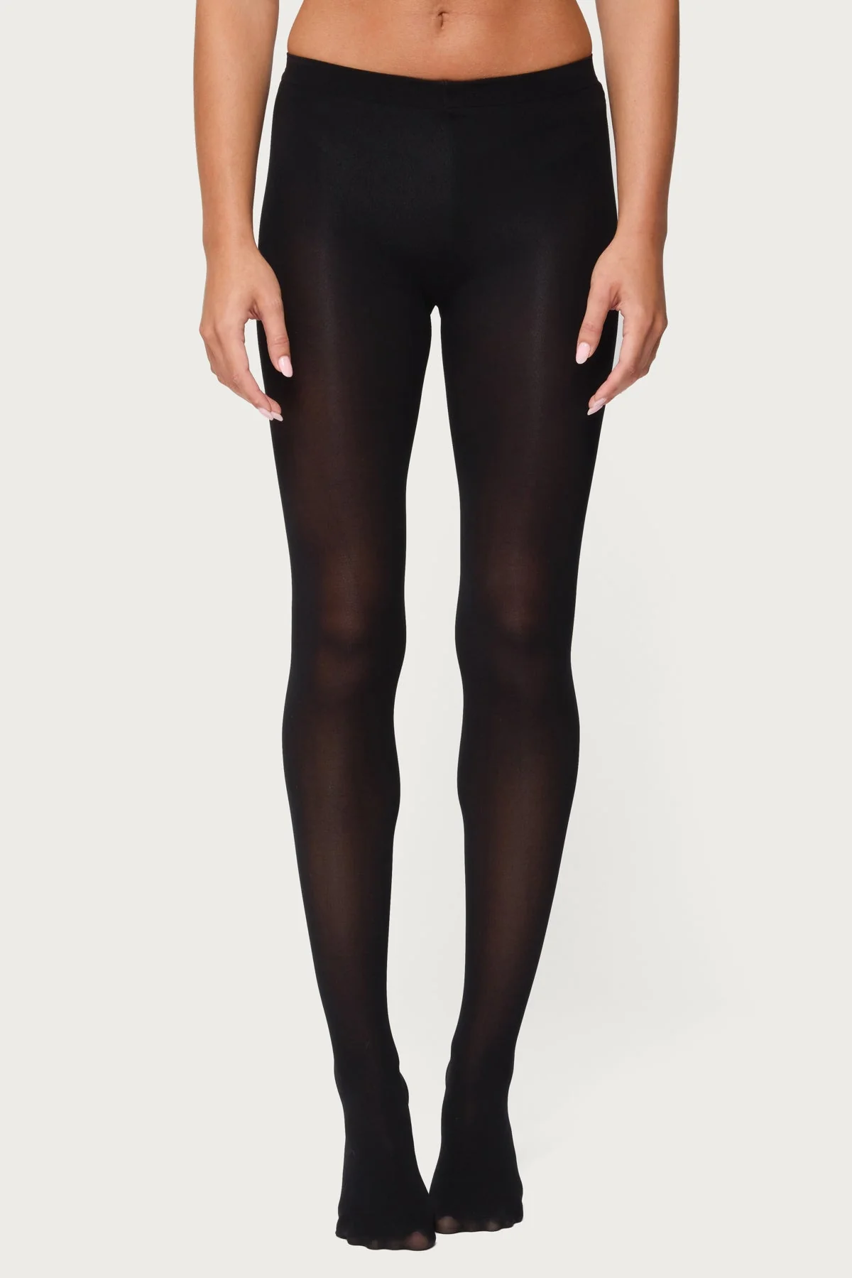 Black Opaque Nylon Spandex Tights OS