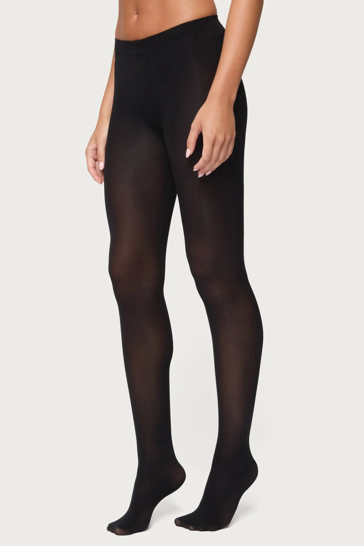 Black Opaque Nylon Spandex Tights OS