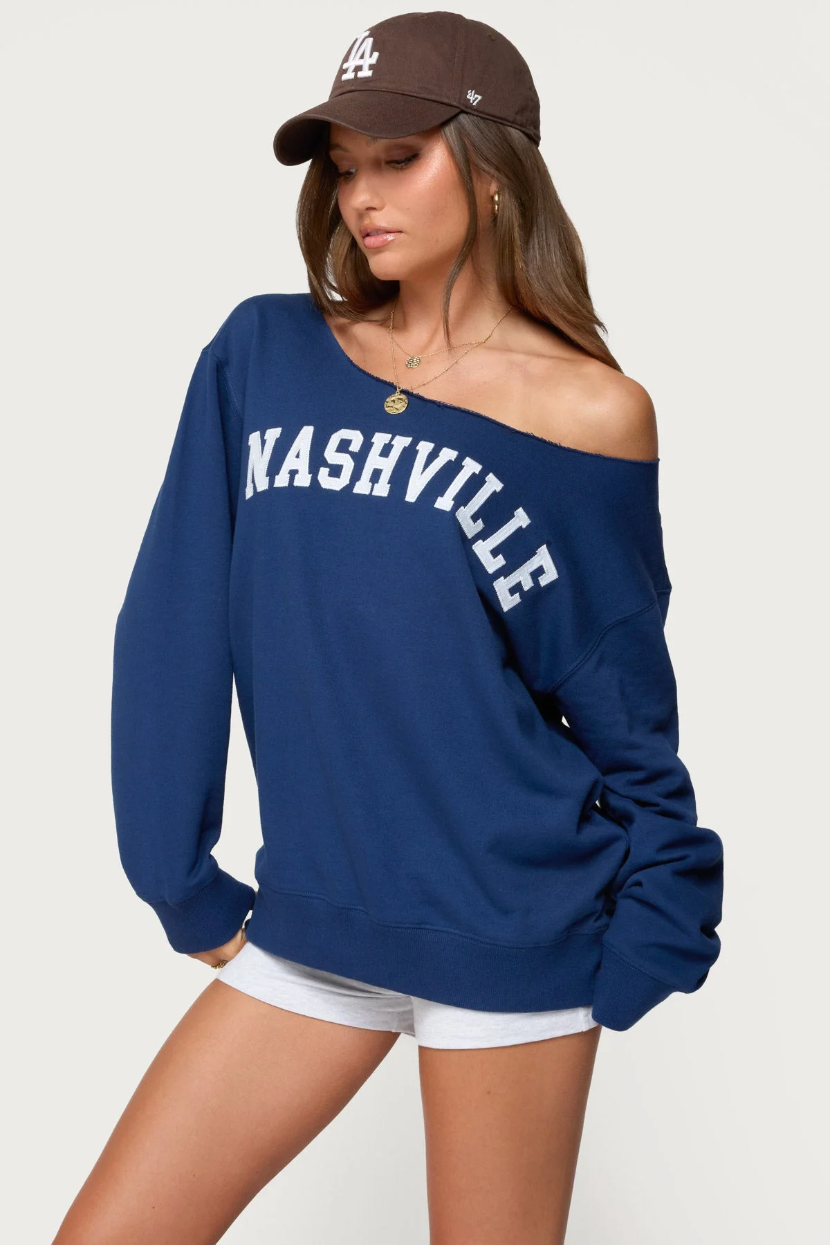 Navy Oversized Graphic Sweatshirt