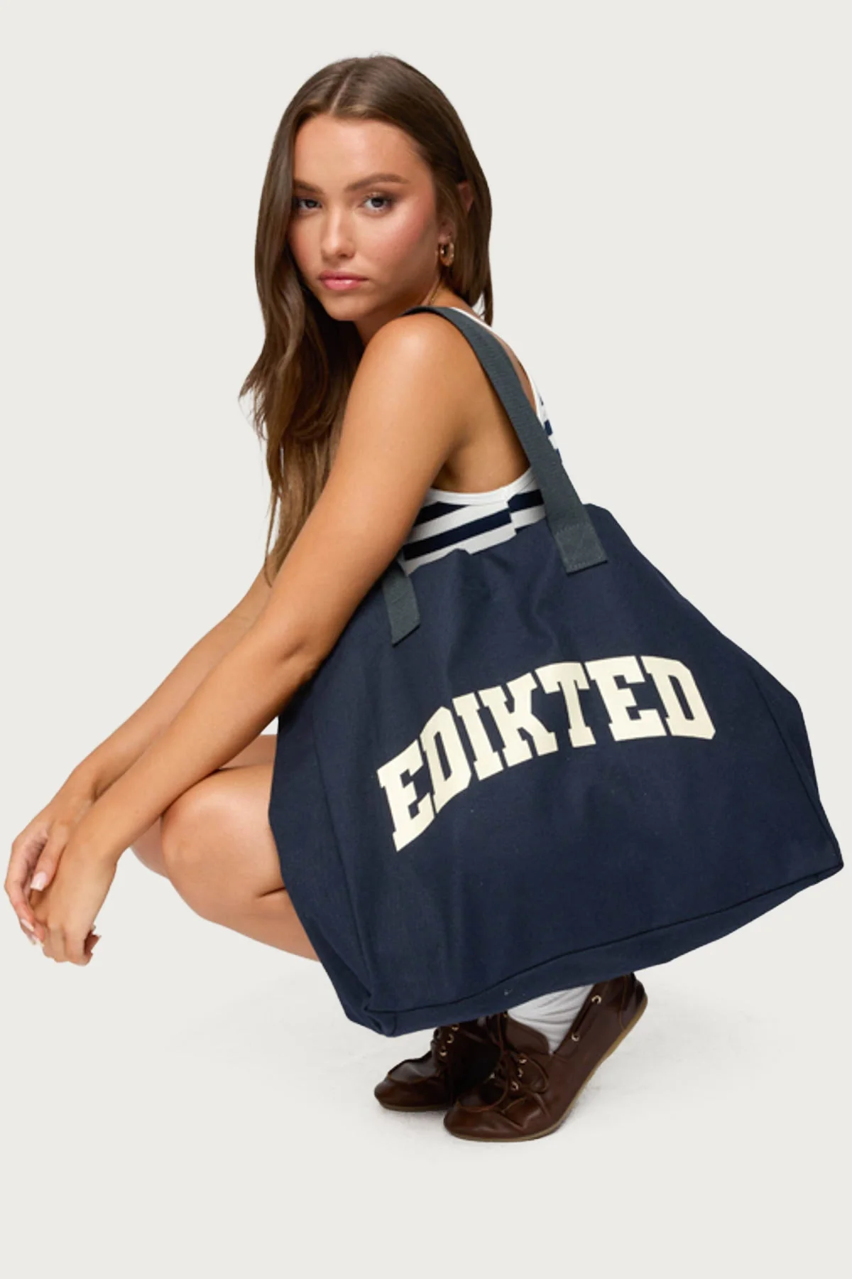 Navy Cotton Polyester Tote Bag
