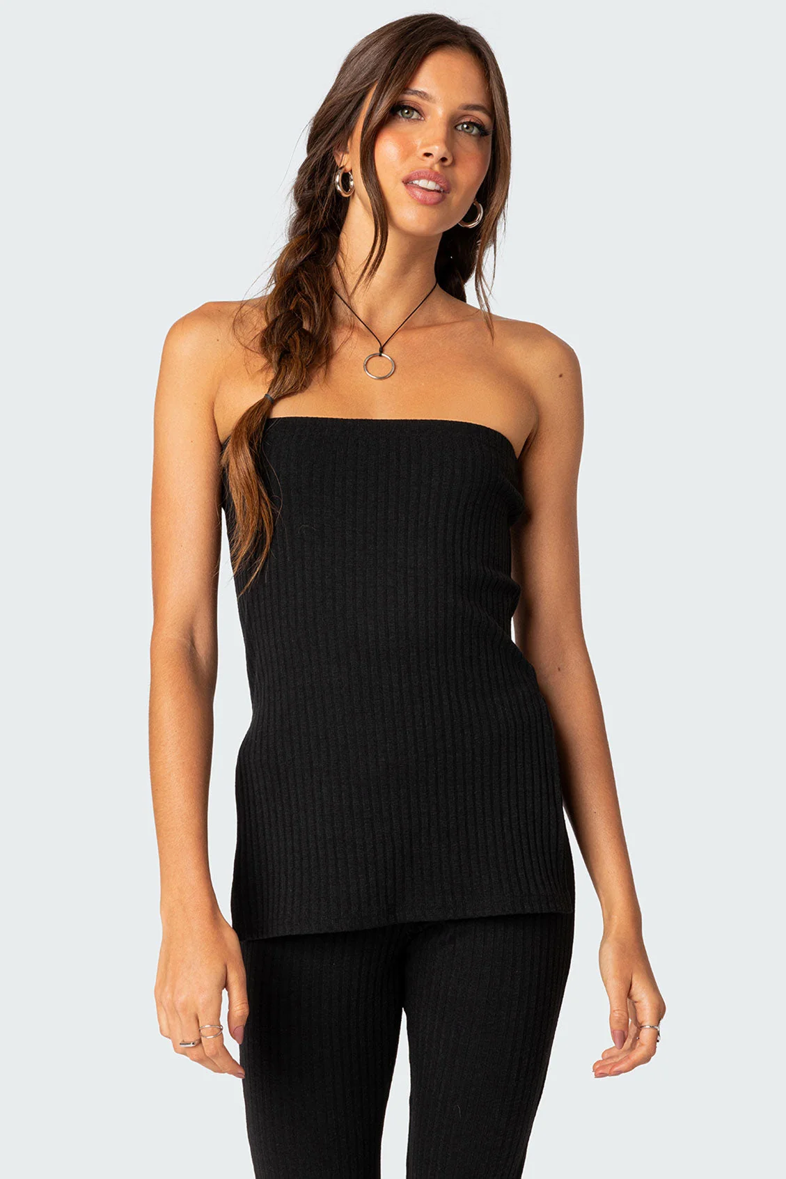 Black Dekota Slit Tube Top