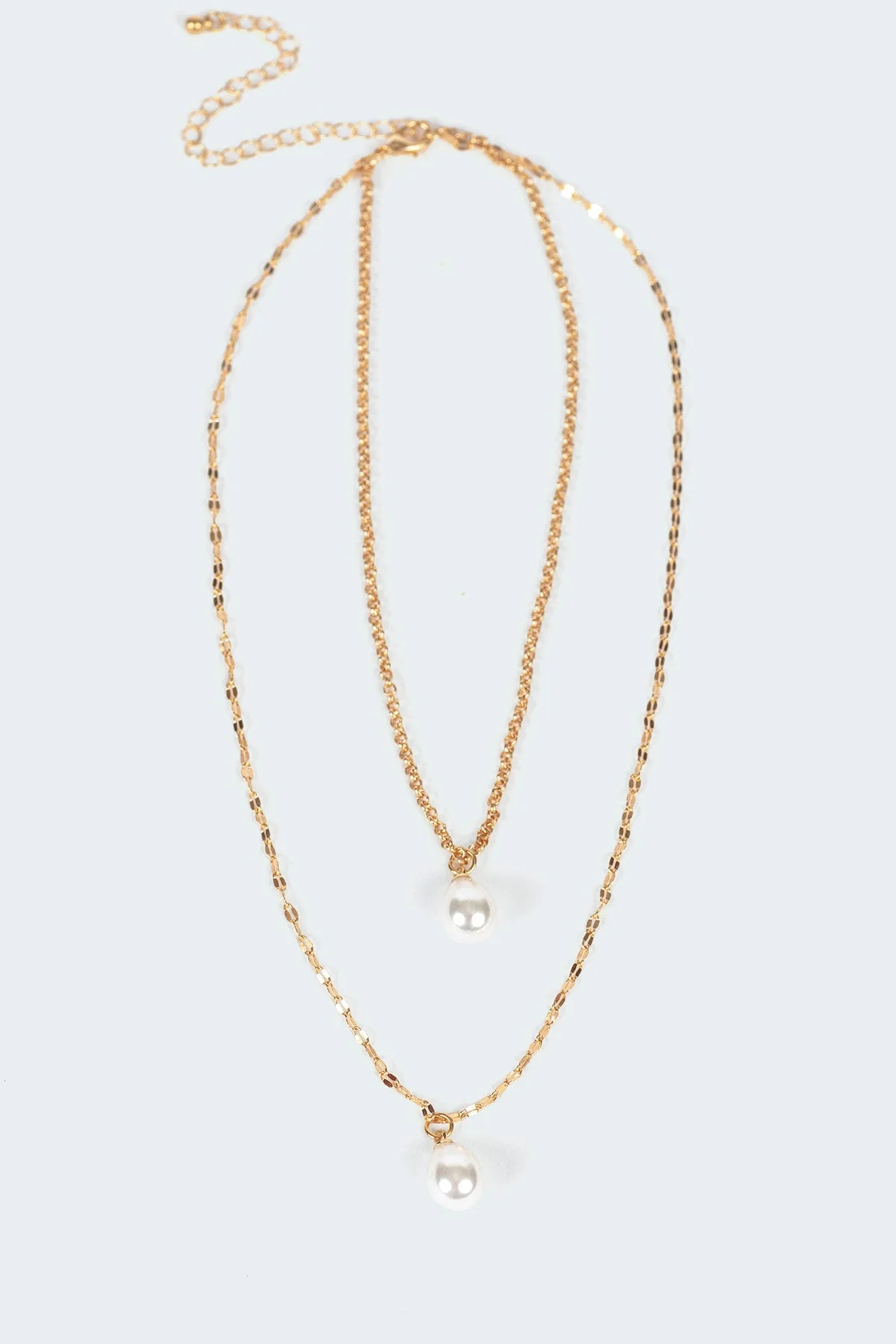 Layered Pearl Necklace Gold Tone