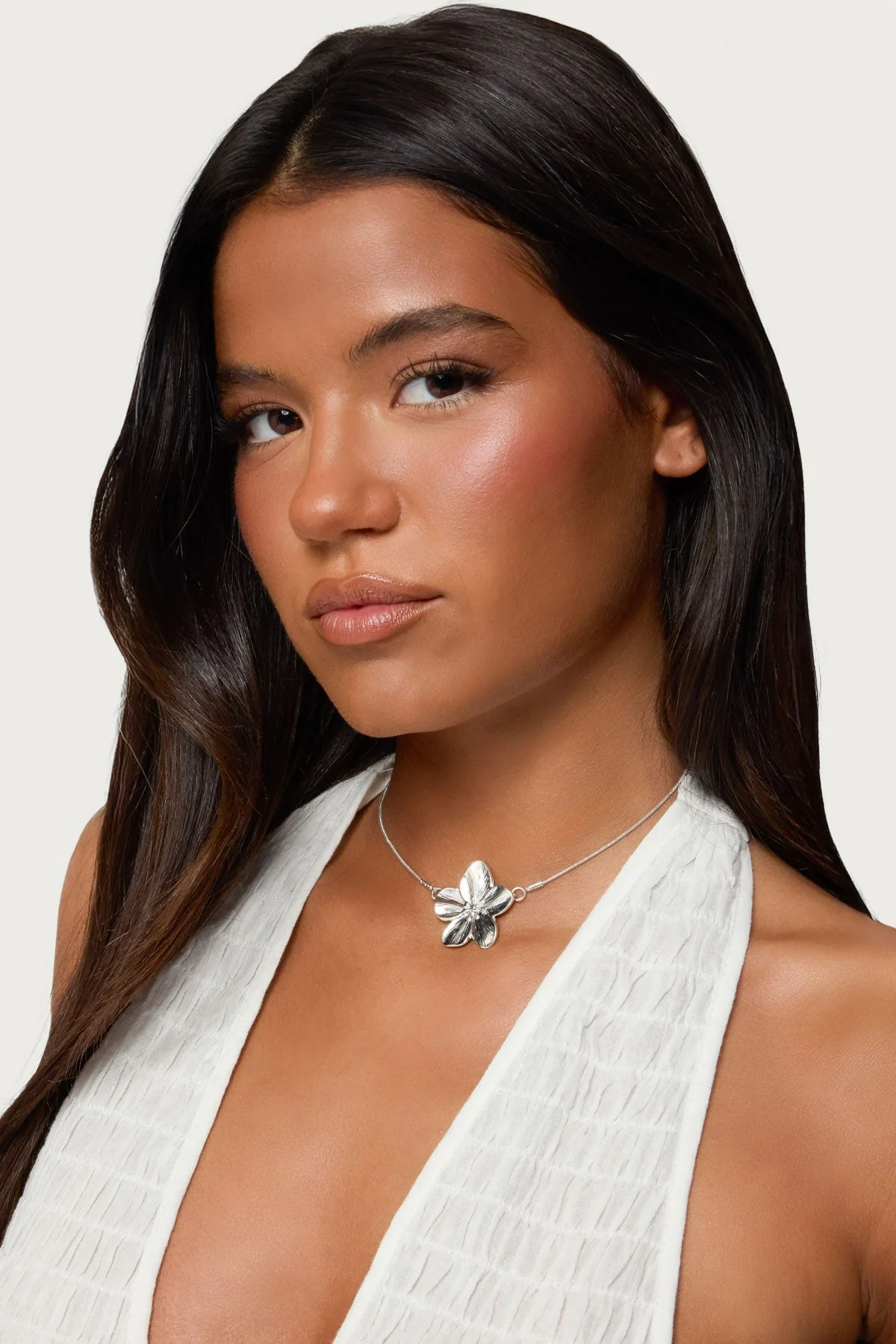 Silver Flower Pendant Necklace - Botanical Beauty