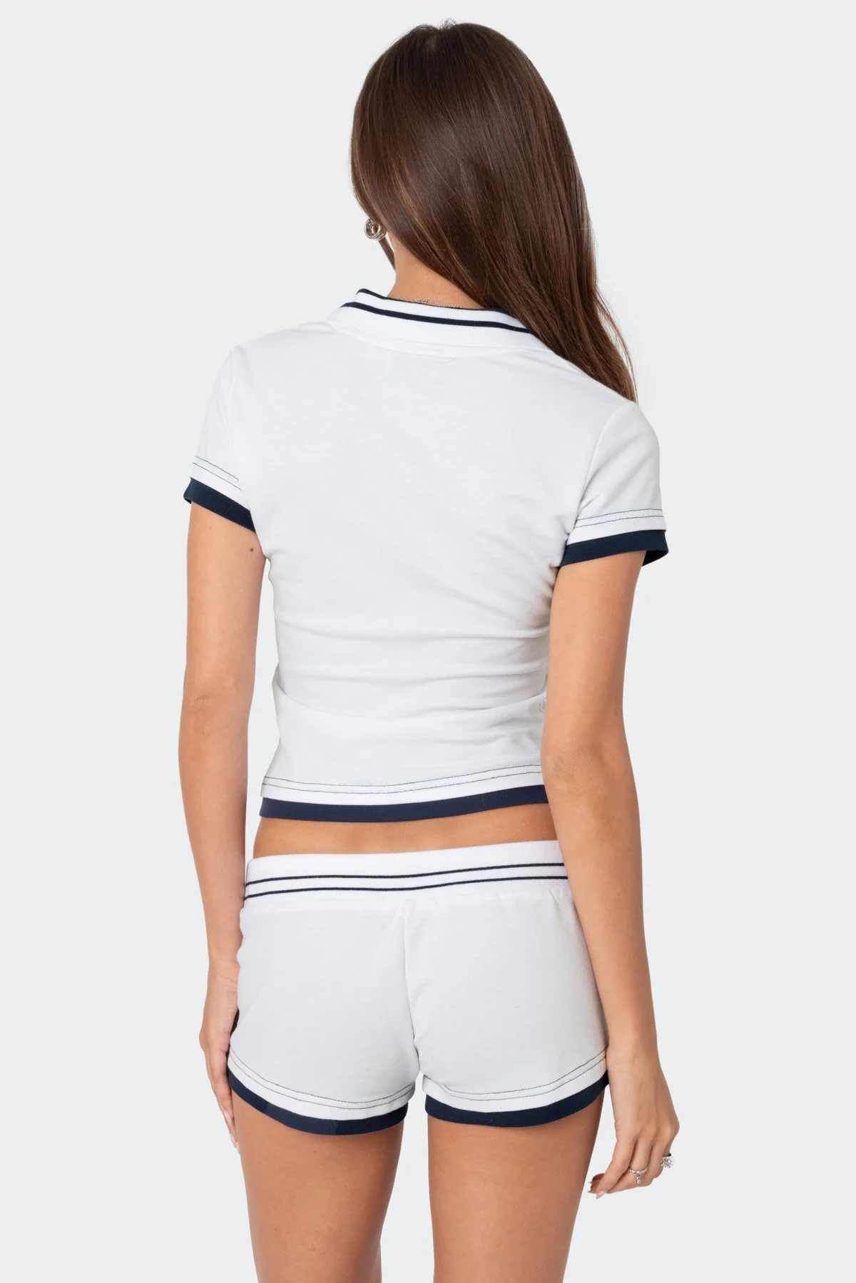Modern Academia Striped Collar Polo Top