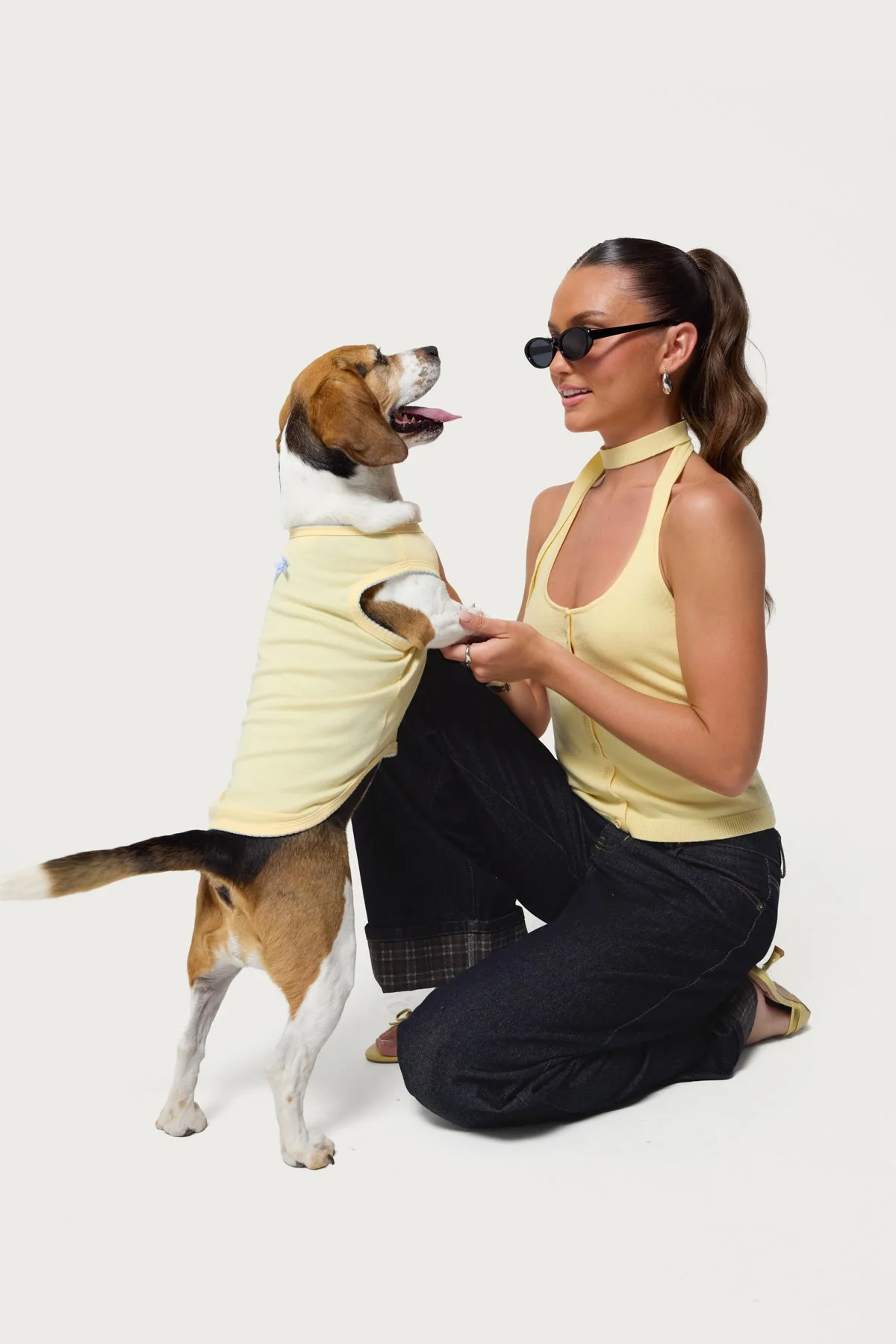 Yellow Dog Tank Top Sleeveless Shirt XS-XL Pet Apparel Summer Breathable