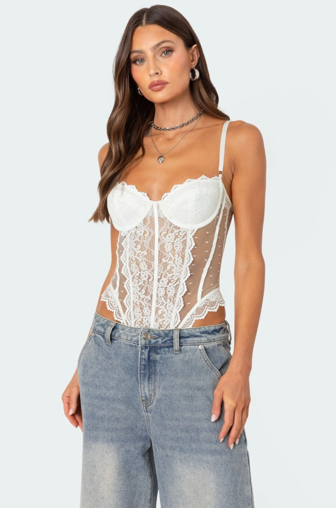 Sheer Mesh White Bodysuit - Stylish Cabaret Attire