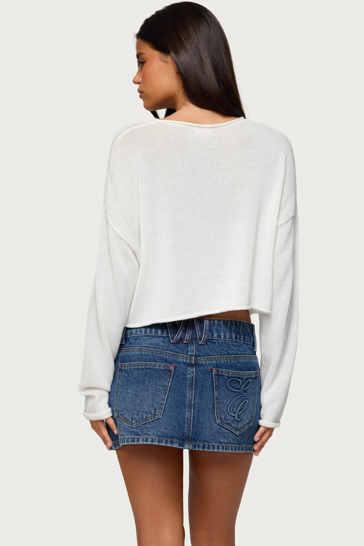 White Oversized Knit Sweater with Lobster Graphic