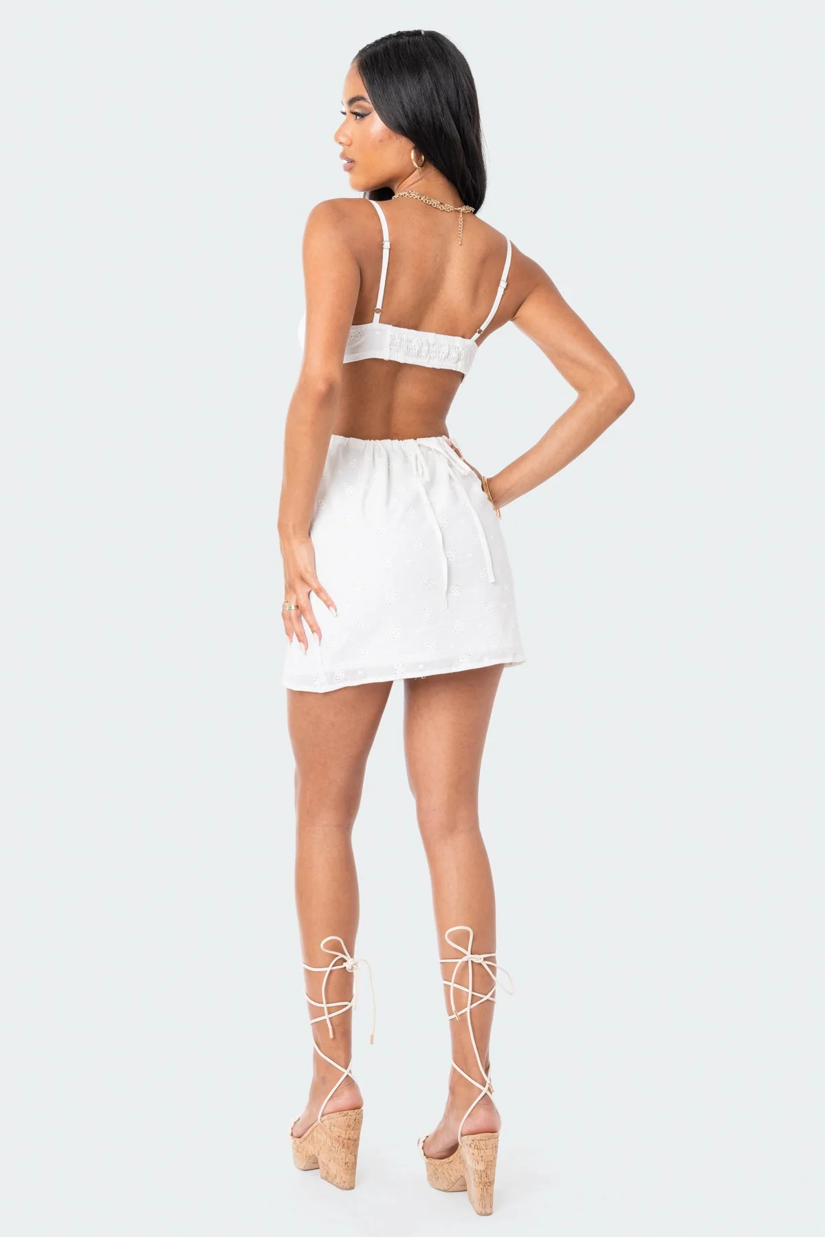 White Open-Back Cotton Mini Dress