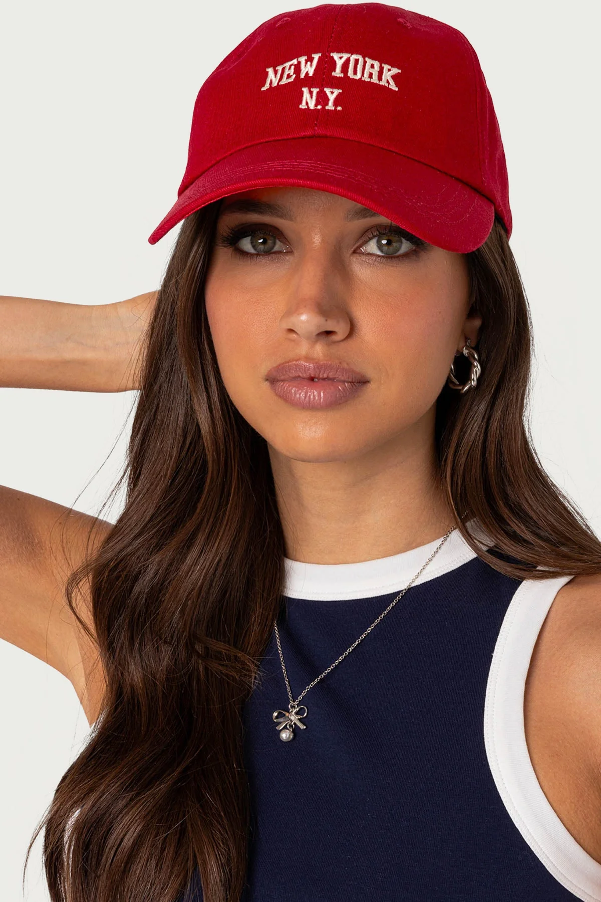 Red Embroidered Baseball Cap Adjustable Fit