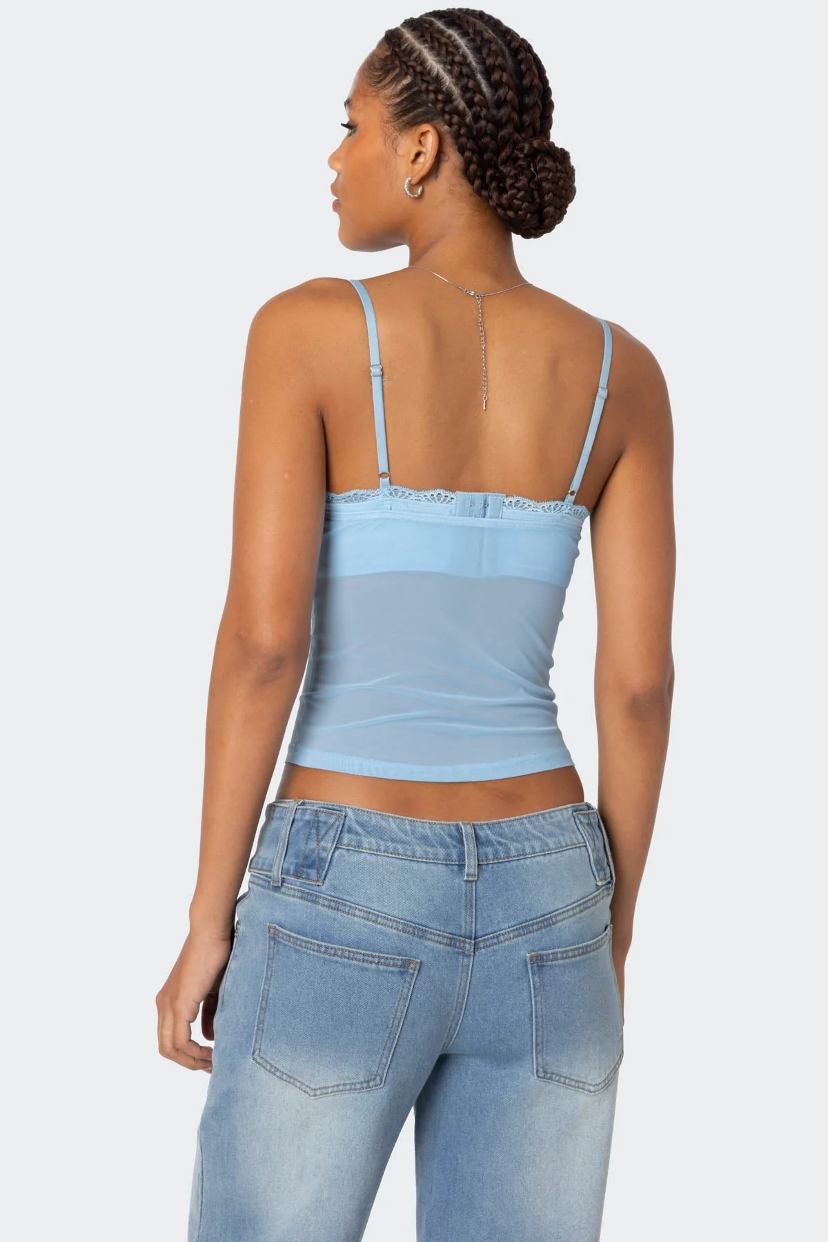 Light Blue Sheer Mesh Bra Top