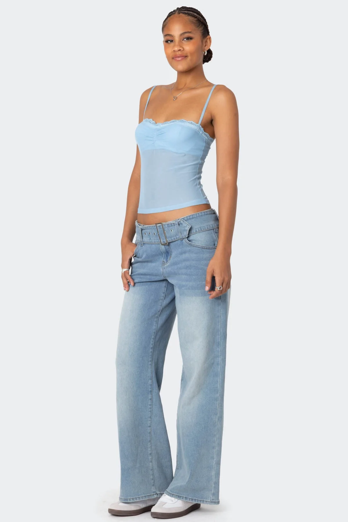 Light Blue Sheer Mesh Bra Top