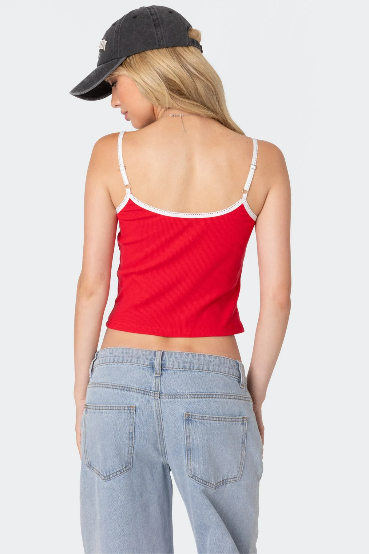 Ribbed Red Tank Top for Women