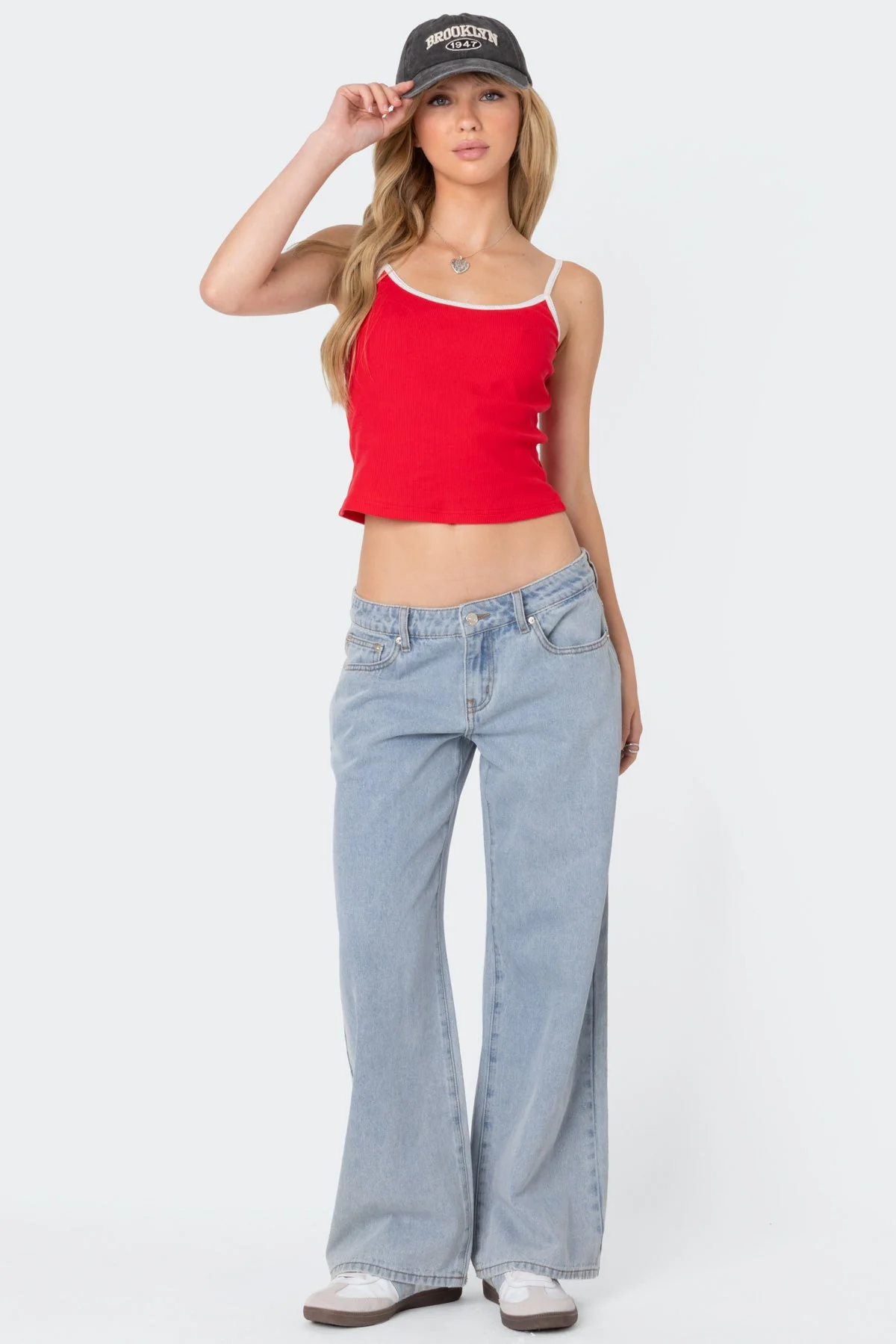 Ribbed Red Tank Top for Women