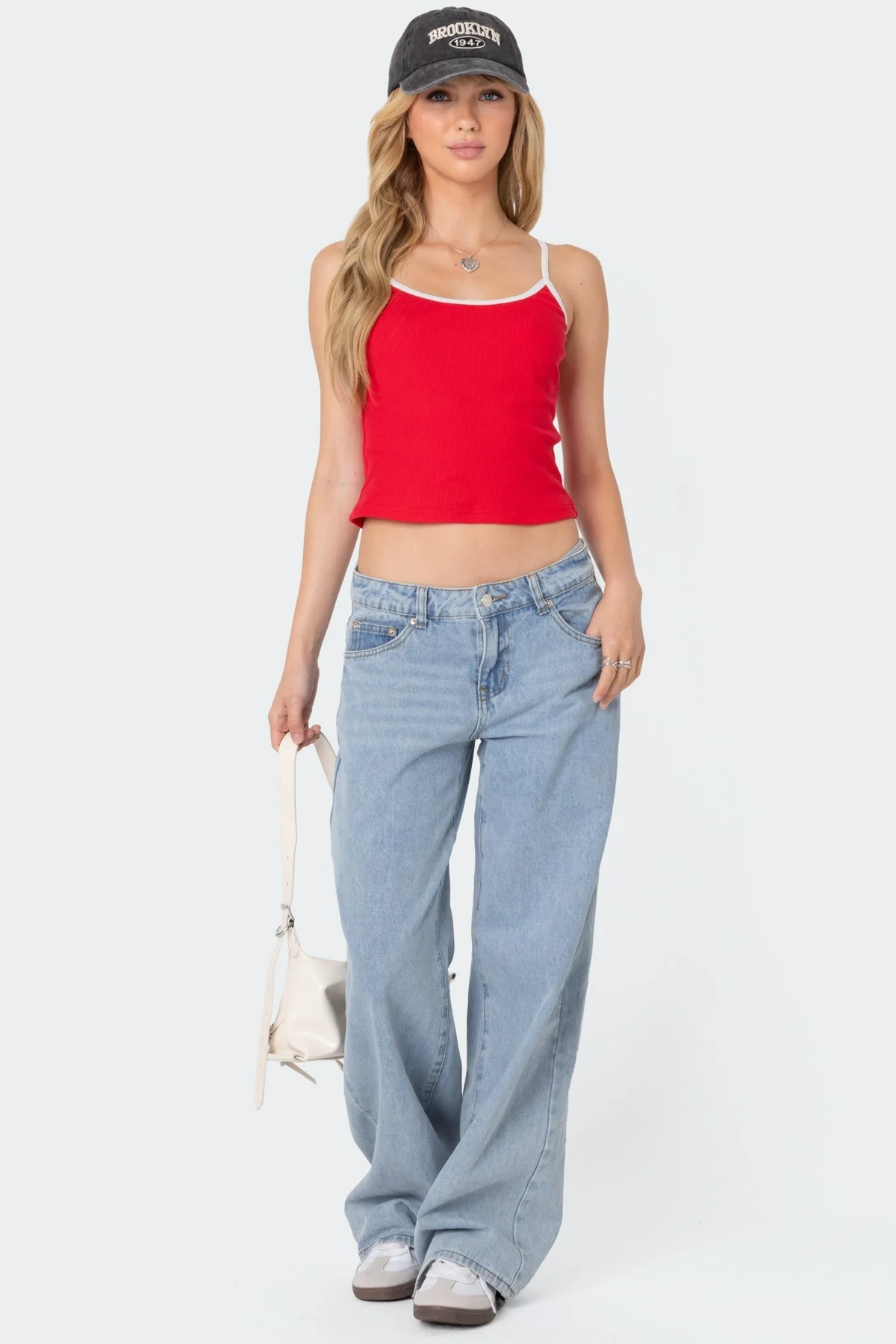 Ribbed Red Tank Top for Women