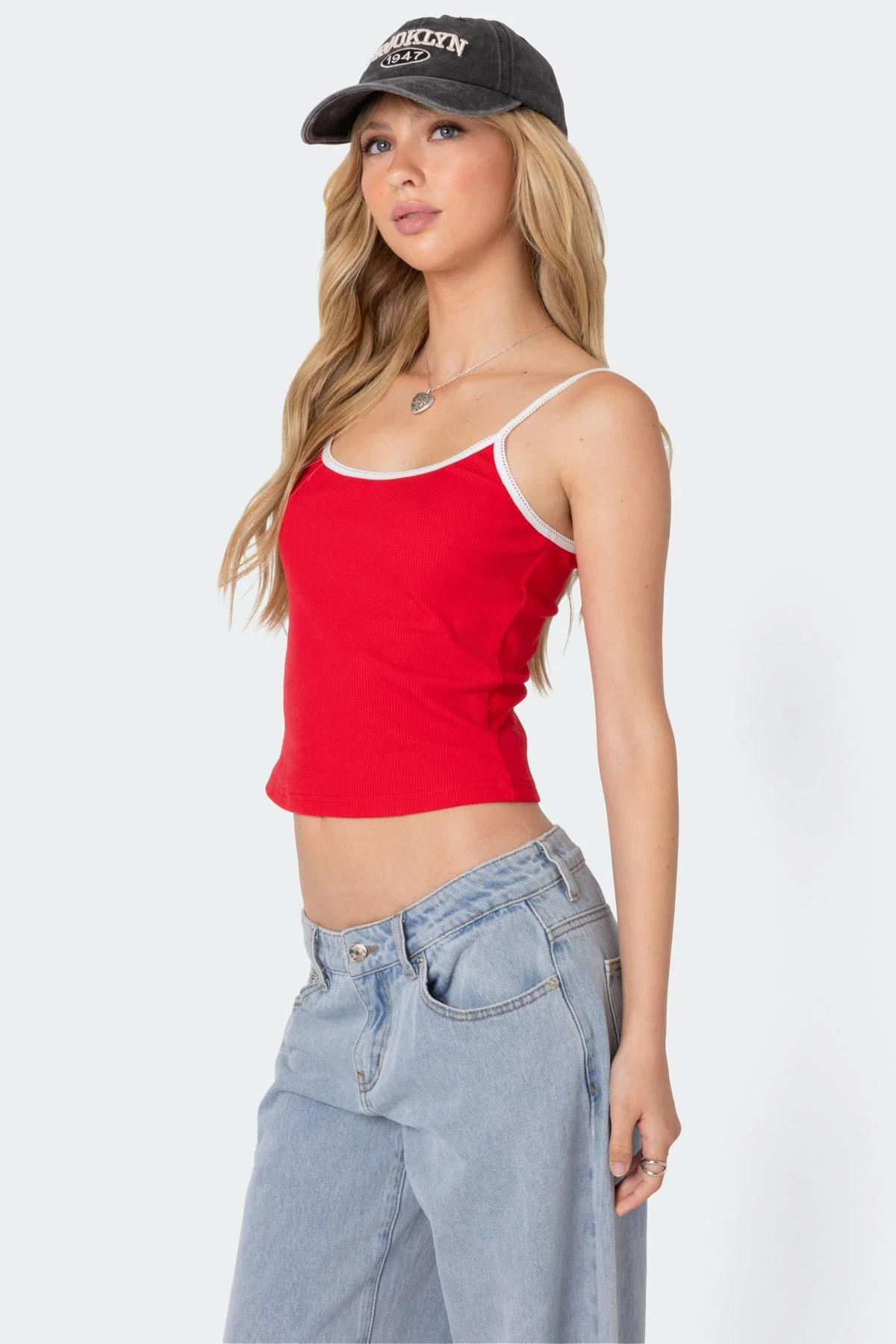 Ribbed Red Tank Top for Women