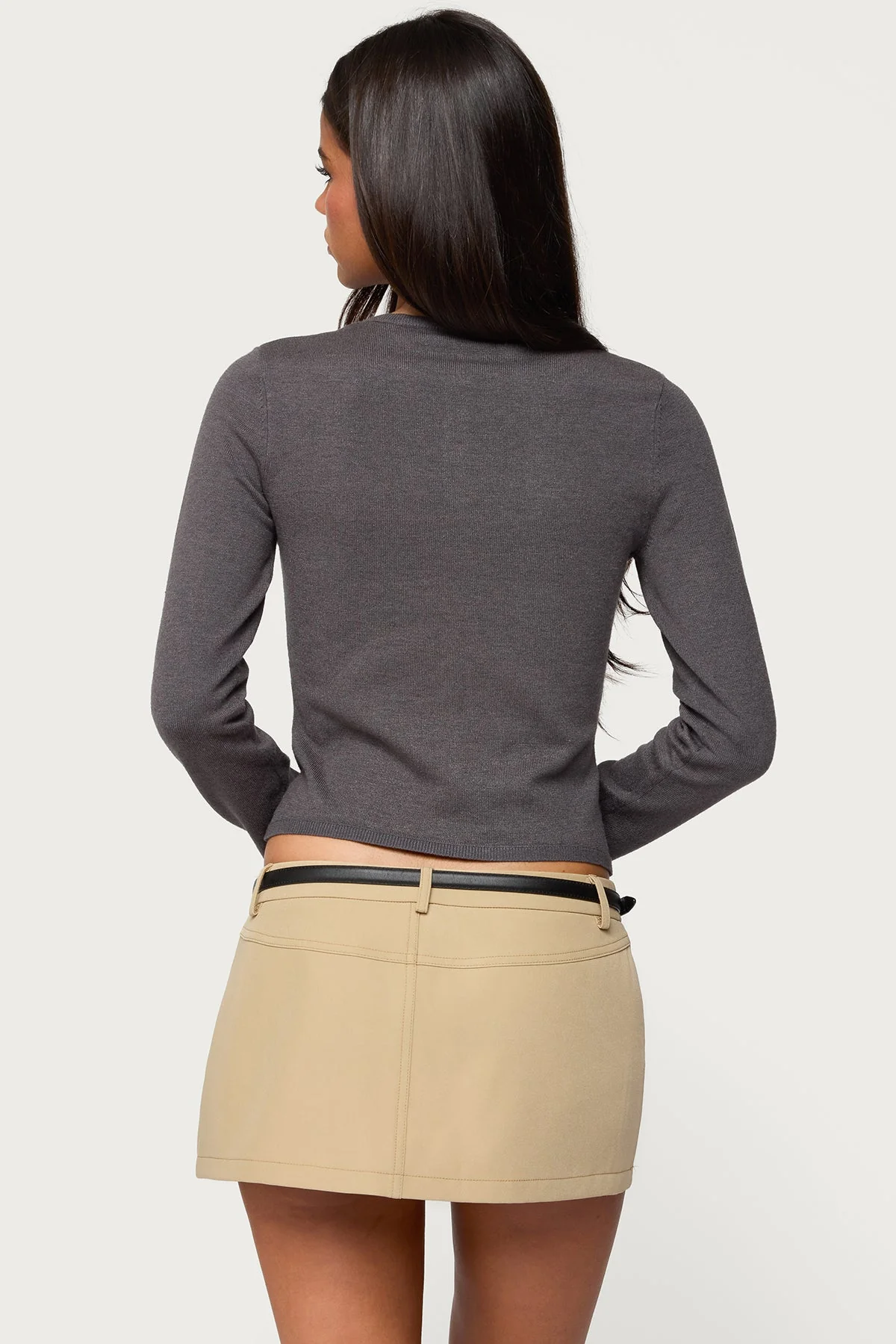 Soft Knit Dark Gray Cardigan - Button-Up, Long Sleeve