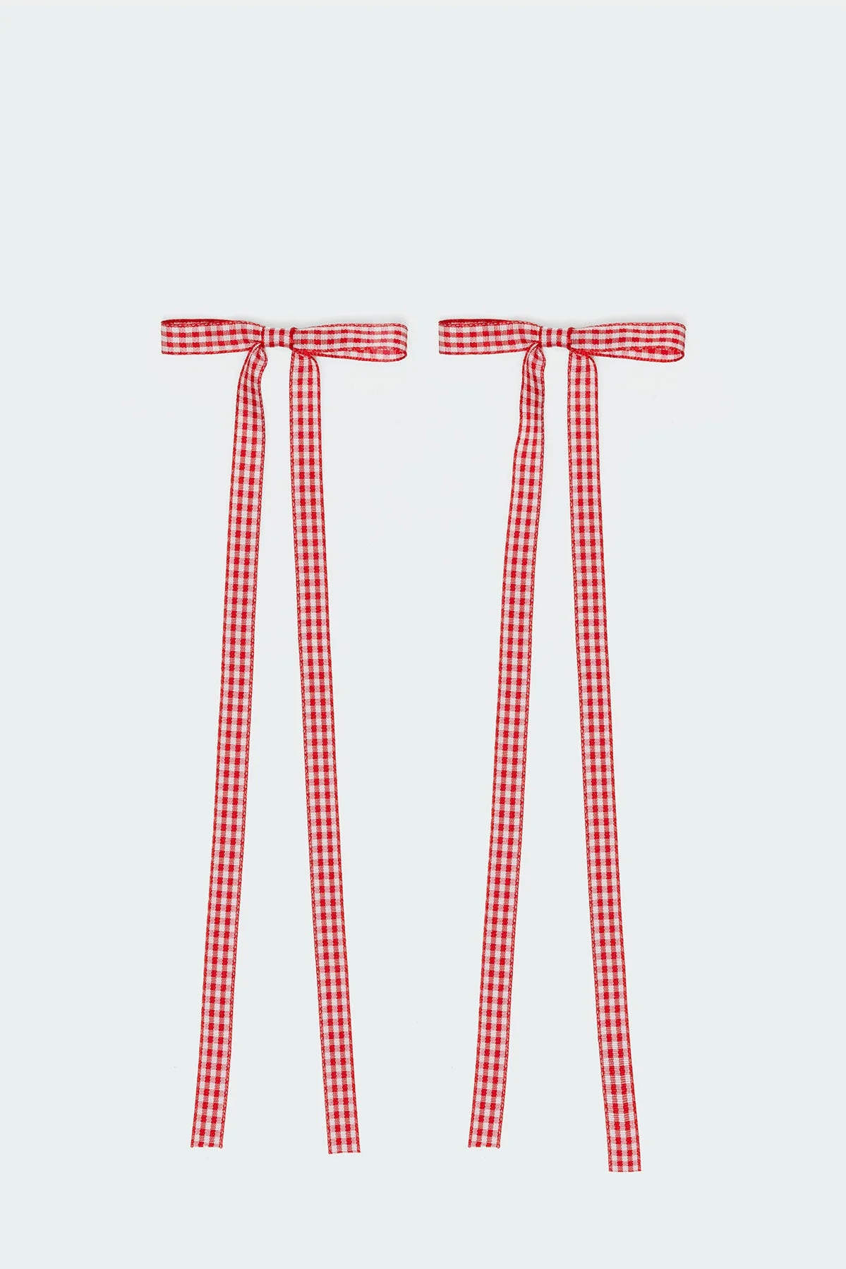 Red Gingham Bow Hair Clip Set