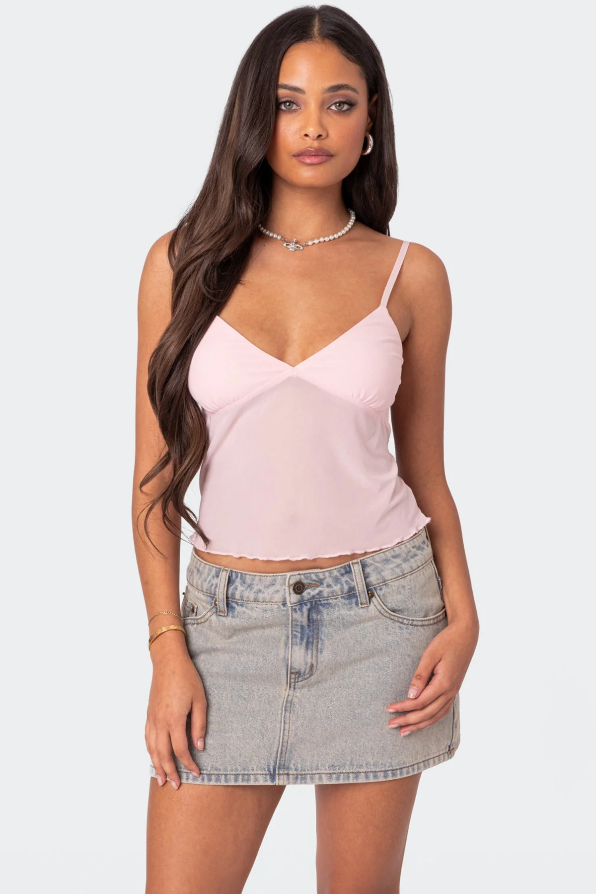 Pink Sheer Mesh Tank Top