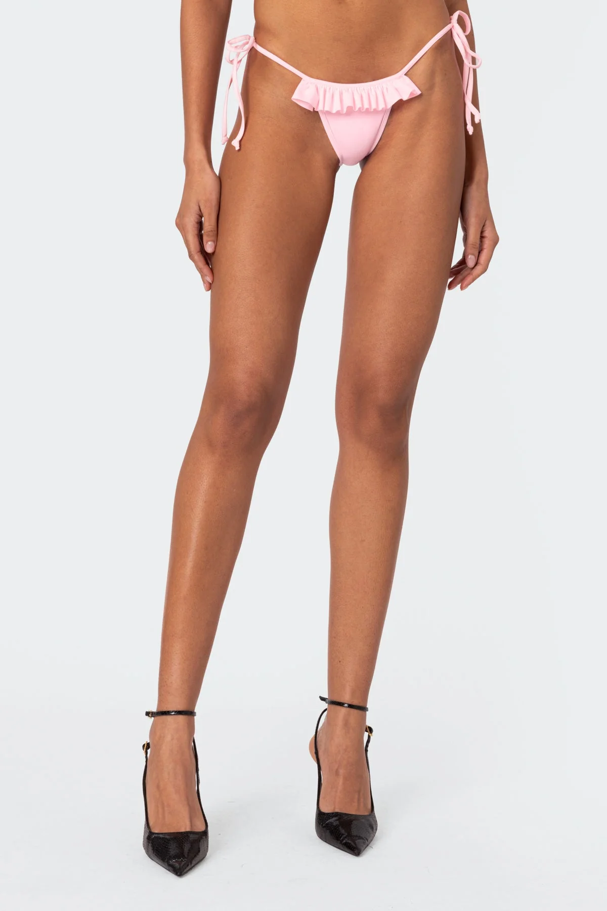 Light Pink Ruffled Bikini Bottom Adjustable Side Ties