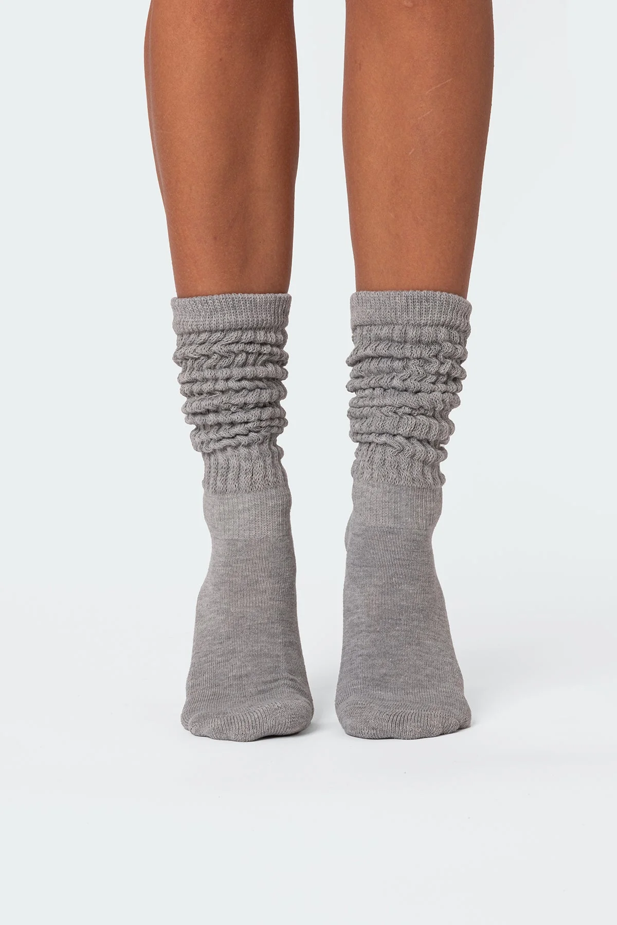 Cozy Gray Melange Slouchy Socks