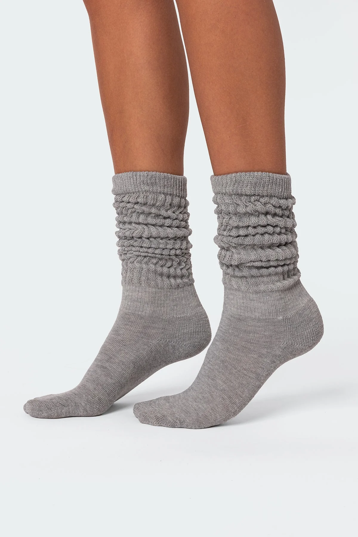 Cozy Gray Melange Slouchy Socks