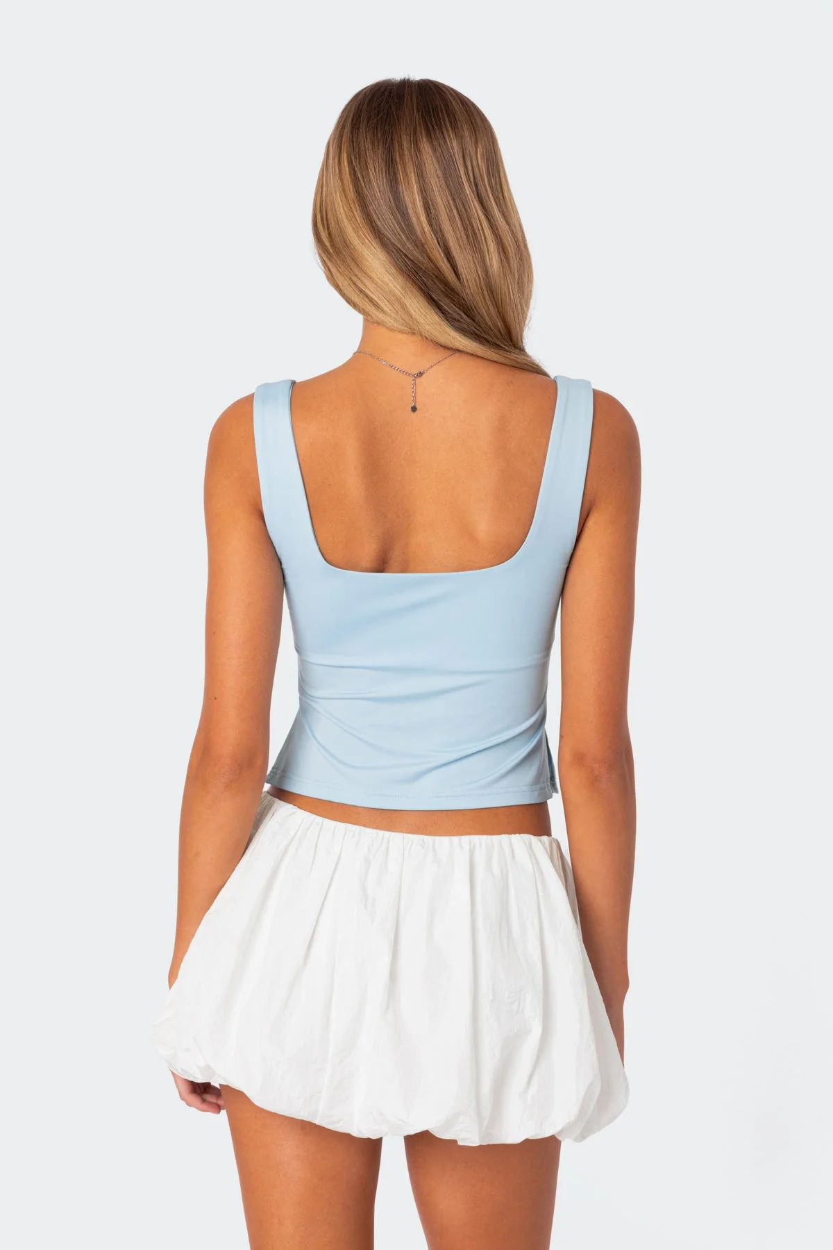 Light Blue Side Slit Tank Top for Women