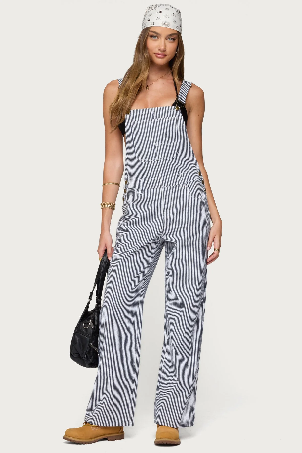 Navy and White Striped Jumpsuit
