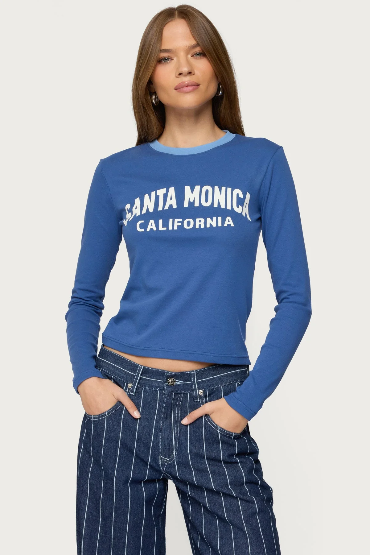 Blue California Graphic Long Sleeve T-Shirt