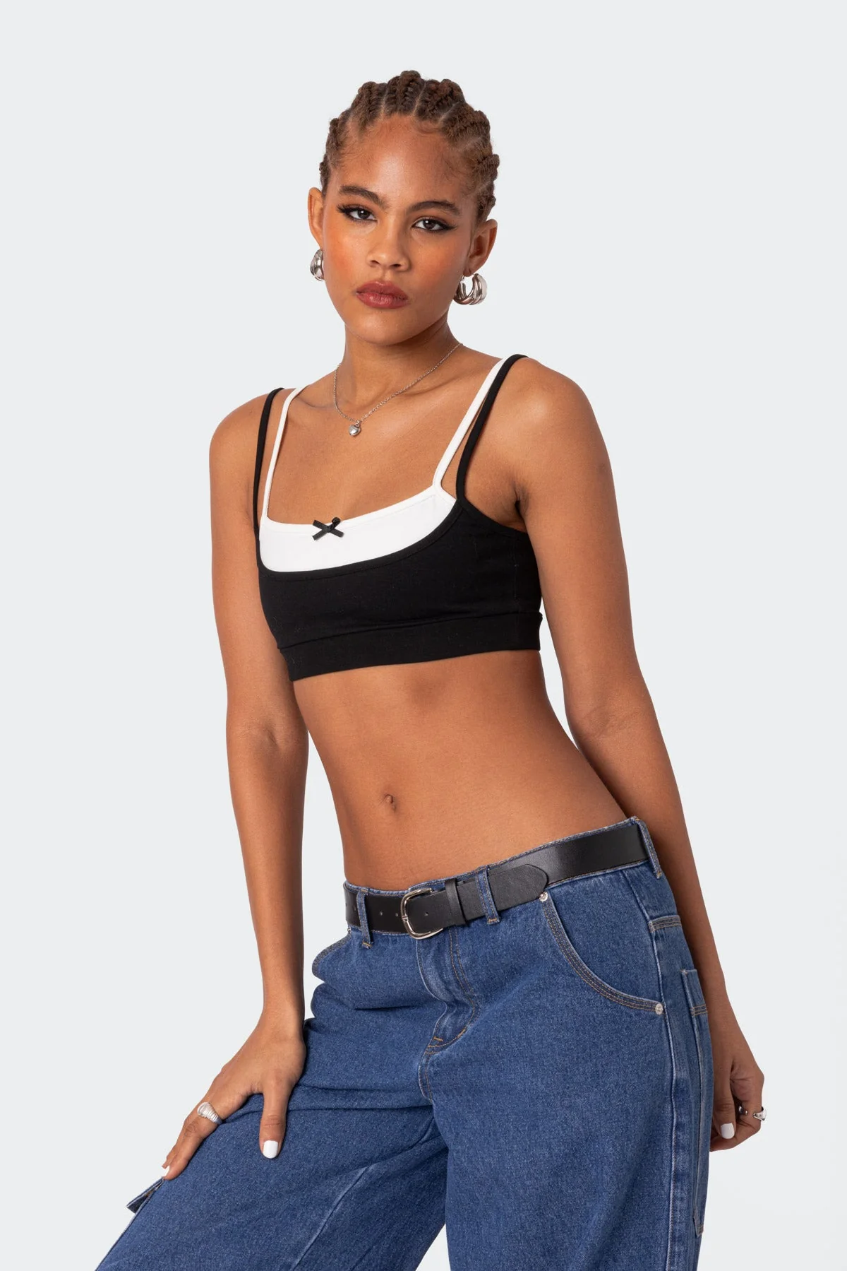 Layered Cotton Spandex Bra Top