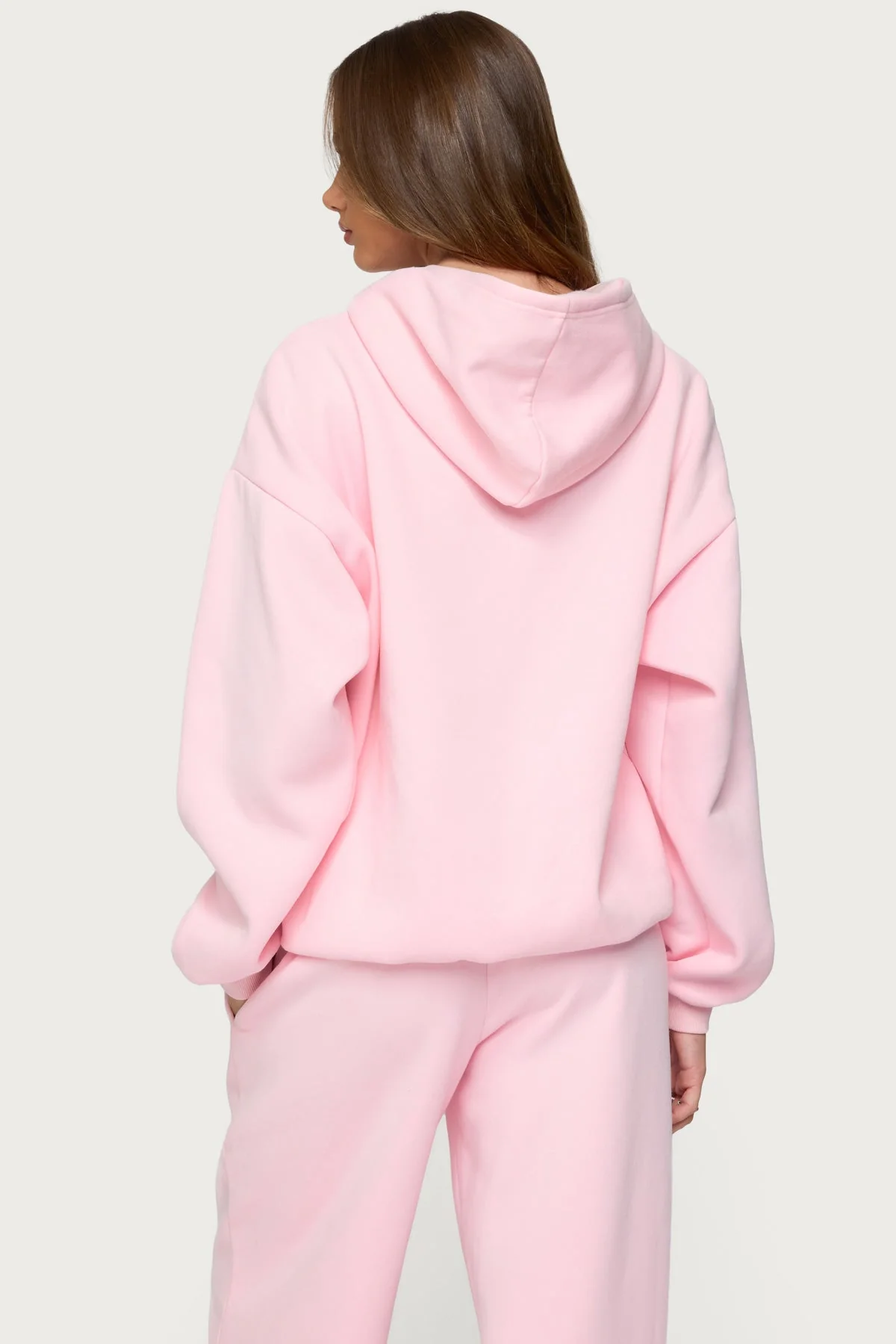 Light Pink Oversized Hoodie Womens Graphic Print Set