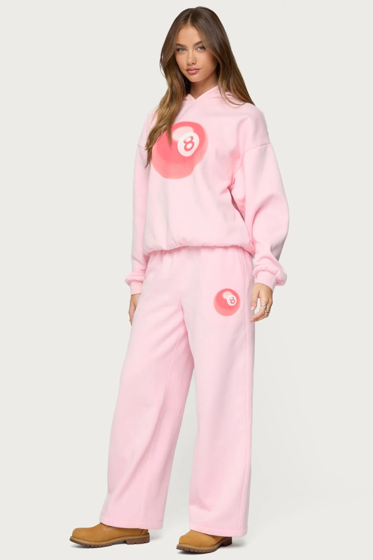 Light Pink Graphic Print Sweatpants Set