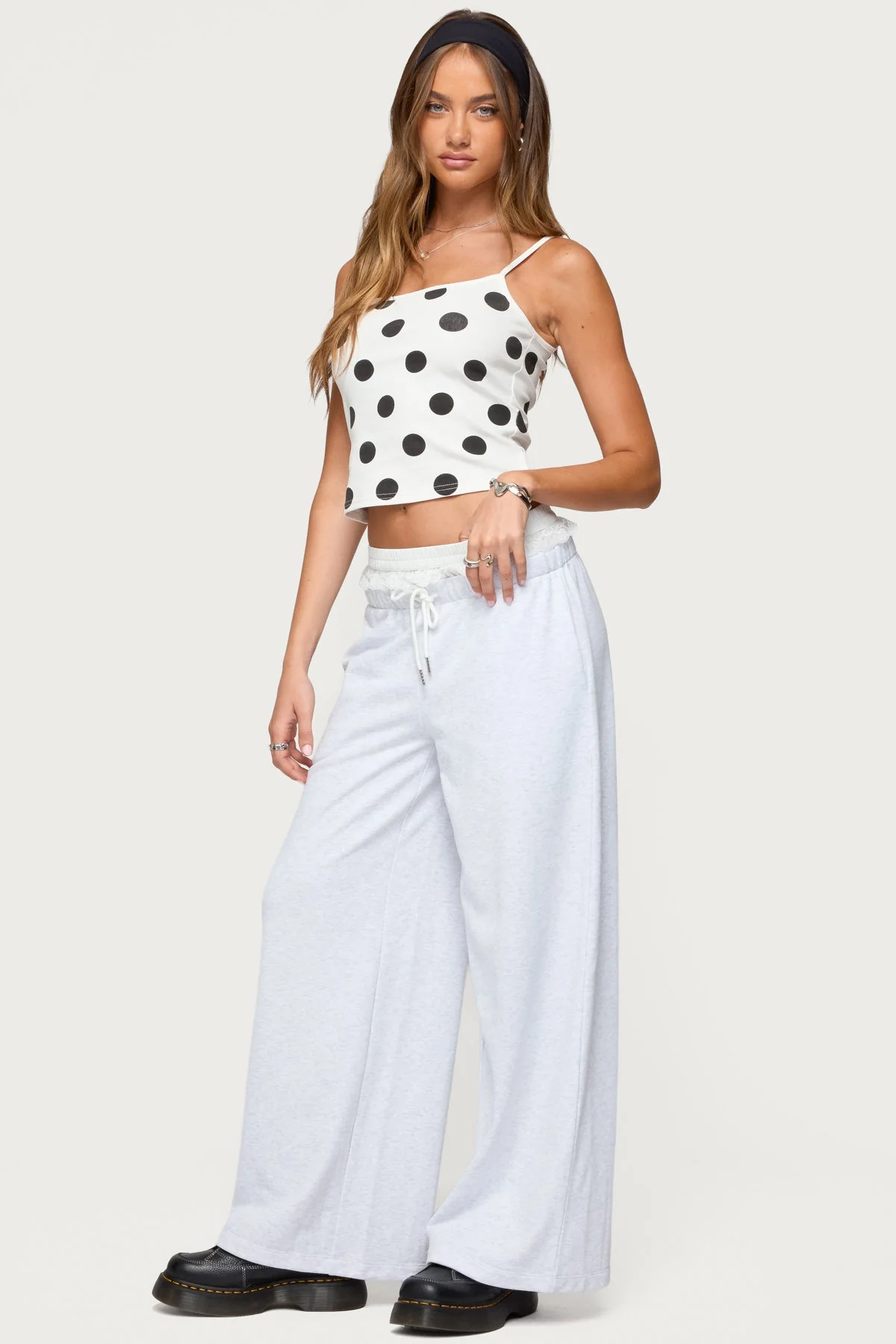 White Polka Dot Tank Top - Adjustable Straps