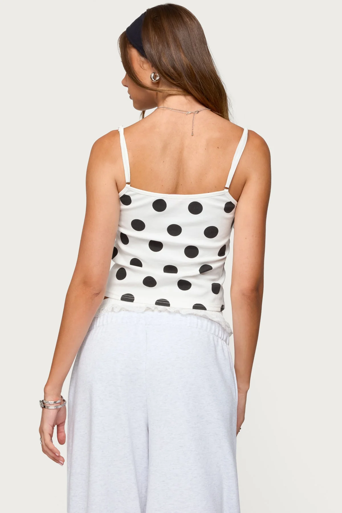 White Polka Dot Tank Top - Adjustable Straps