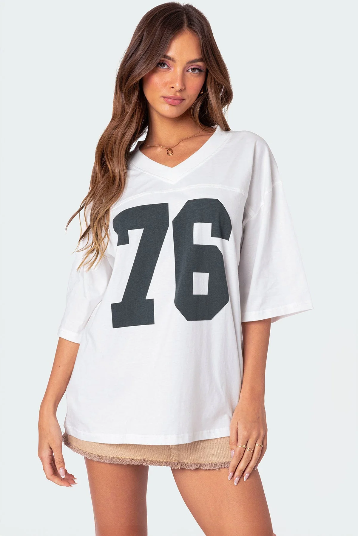 White Oversized Graphic Text Cotton T-Shirt