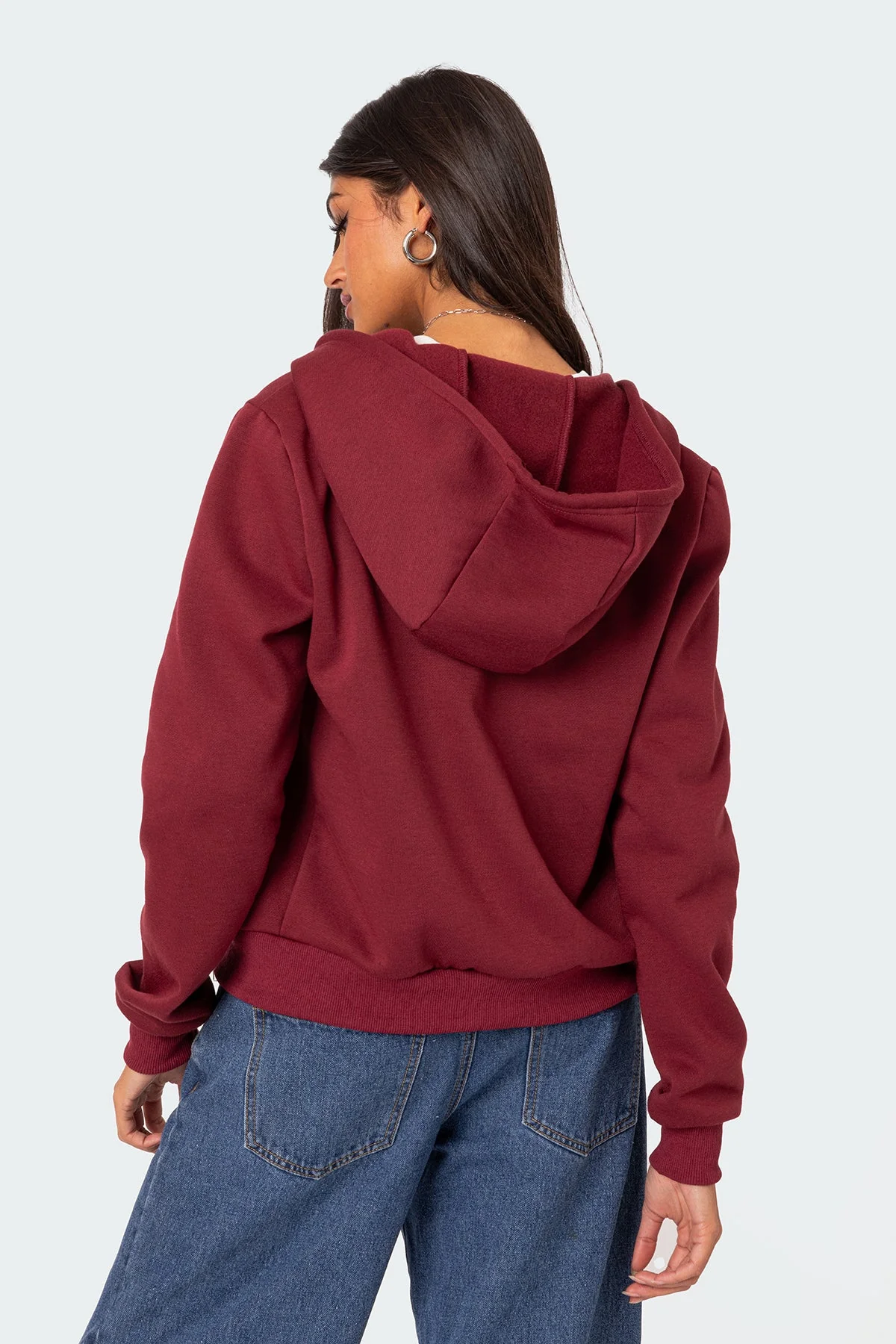 Burgundy Zip Up Hoodie for Men