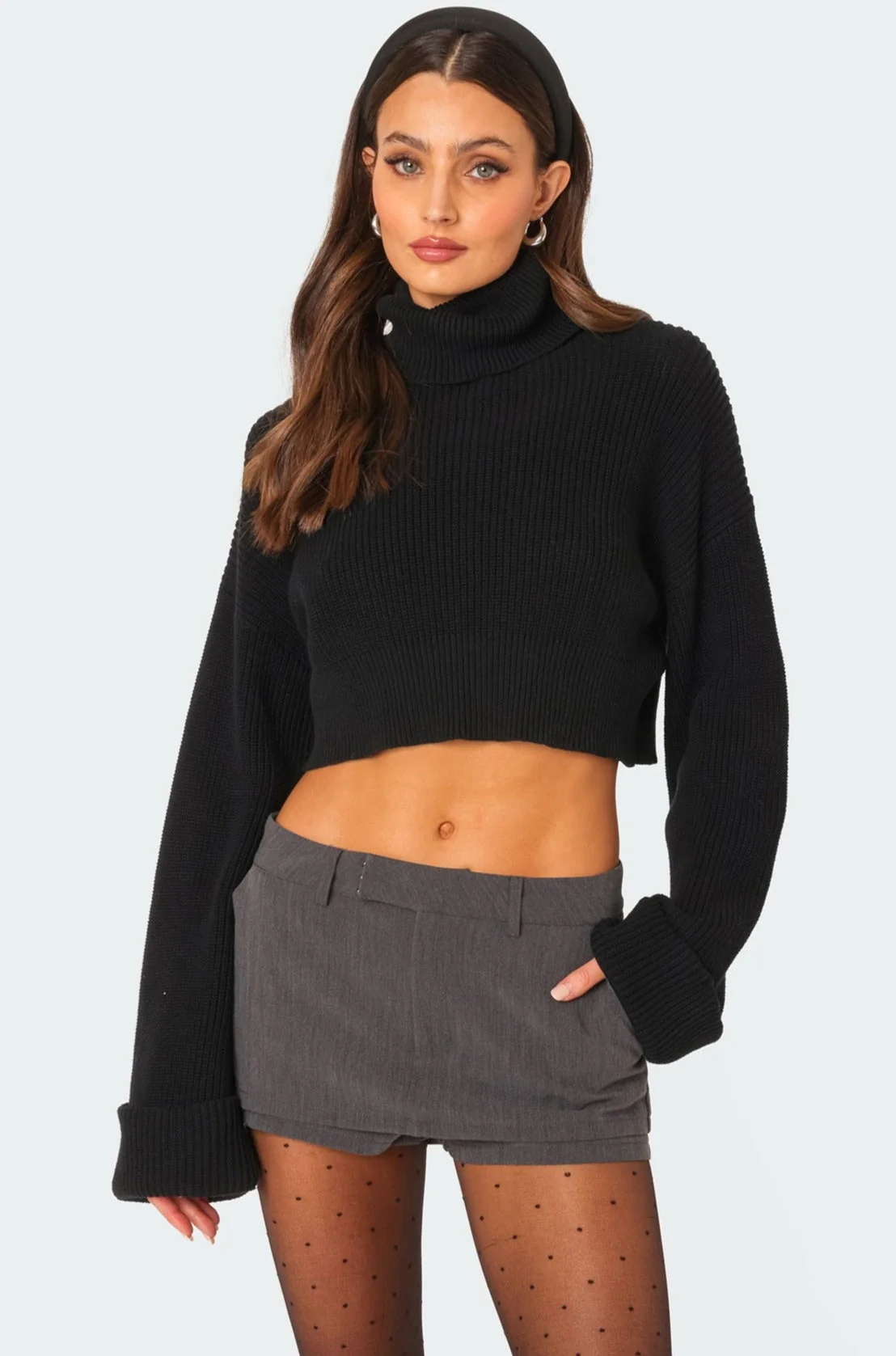 Black Cropped Oversized Sweater