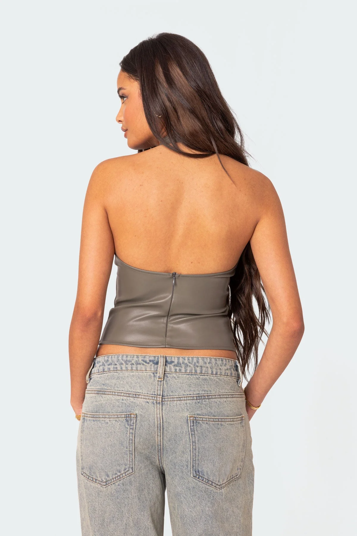 Gray Latex Halter Top for Women