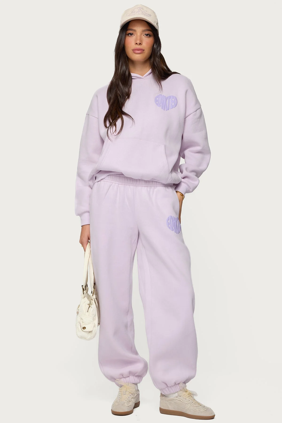 Edikted Graphic Print Sweatpants in Lilac