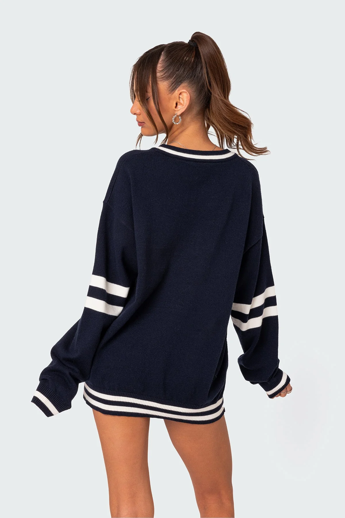 Navy Oversized Knitted Sweater