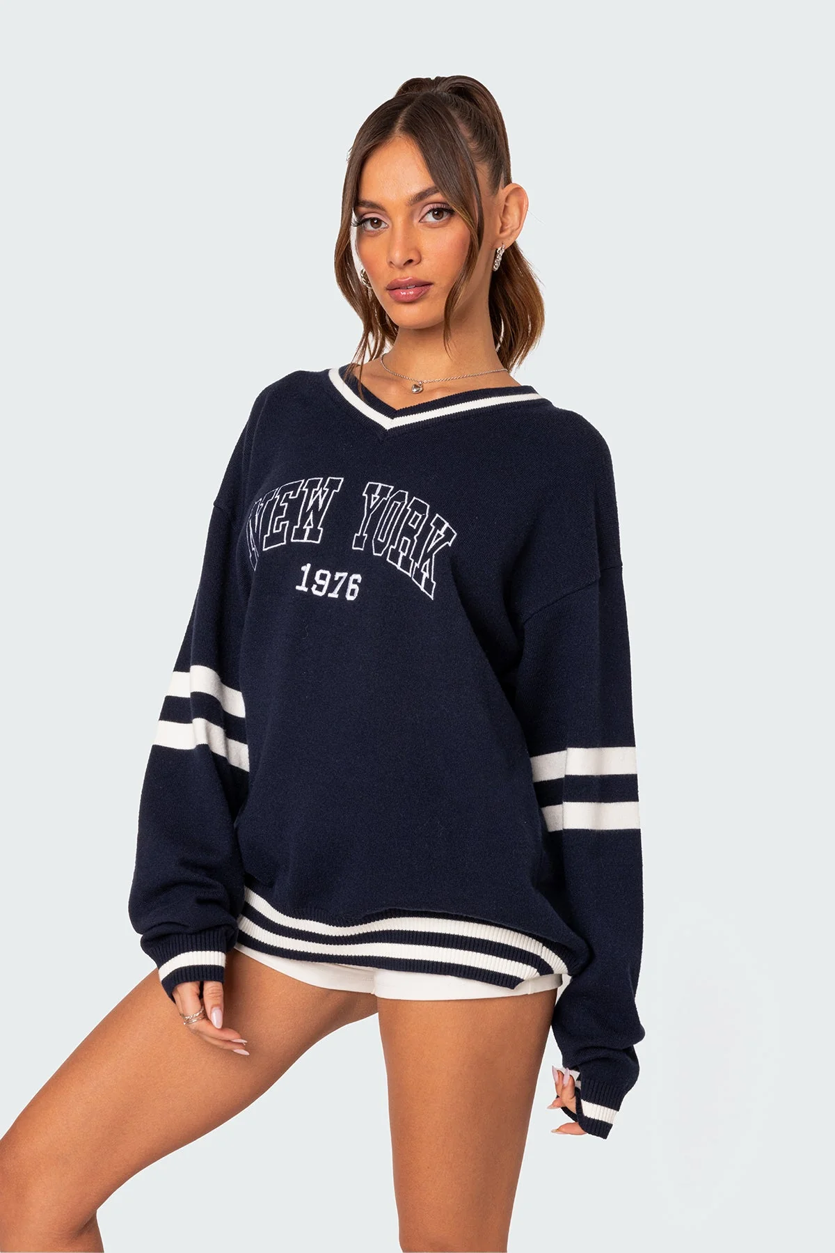 Navy Oversized Knitted Sweater