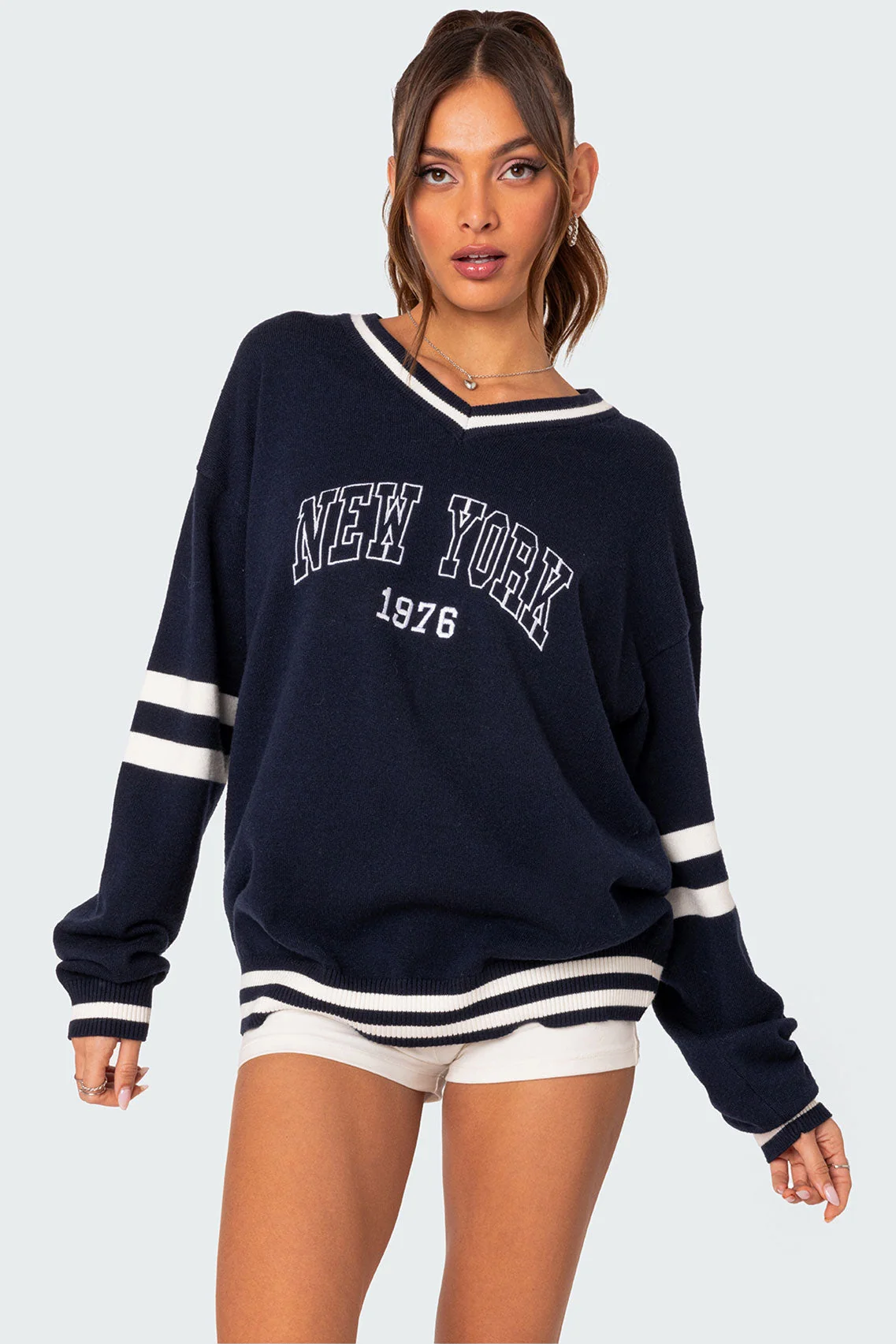 Navy Oversized Knitted Sweater