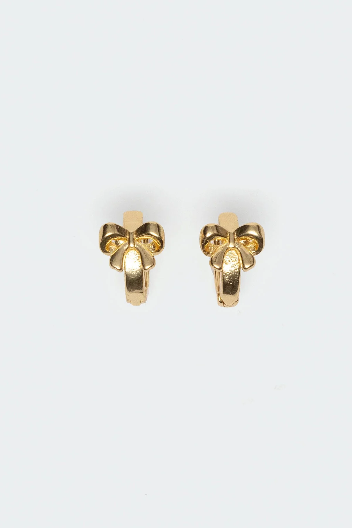 Gold Bow Detail Huggy Hoop Earrings
