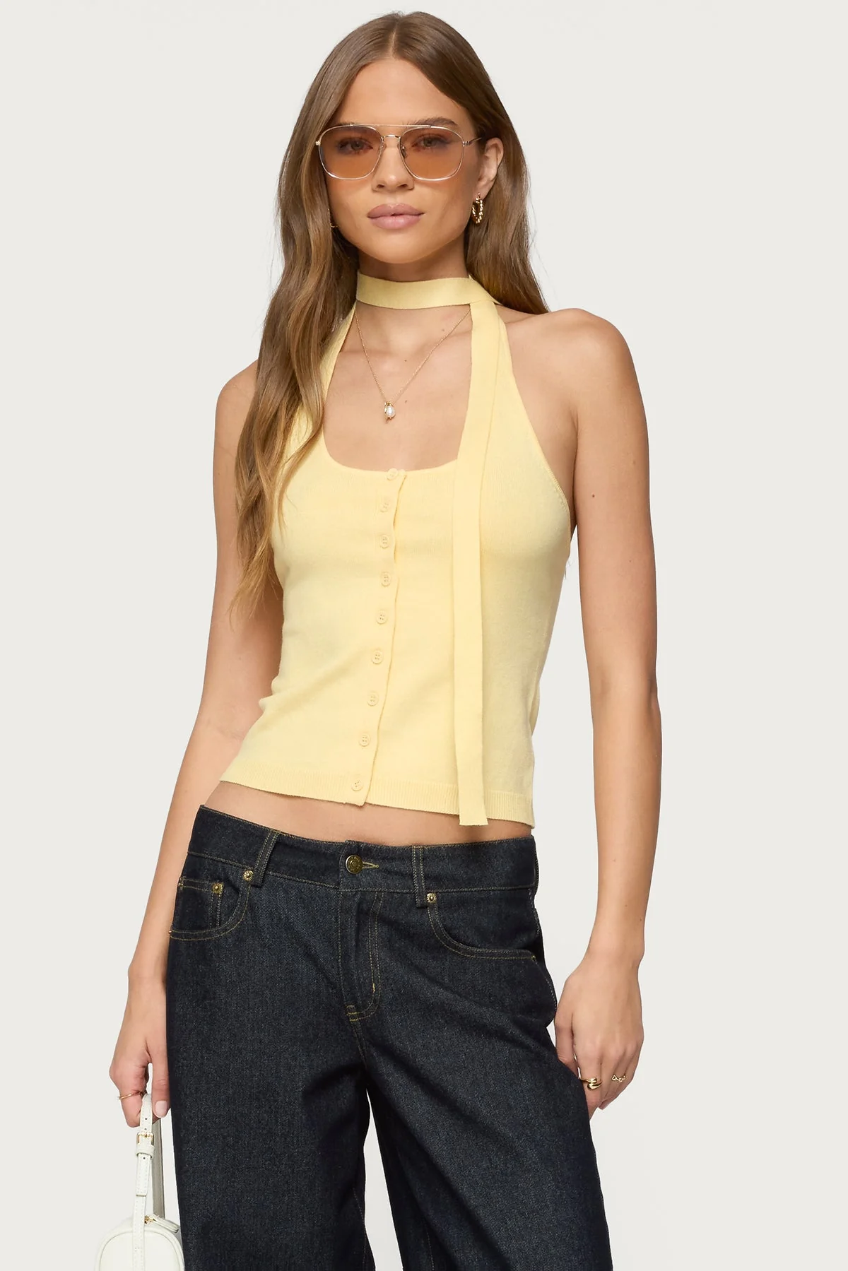 Yellow Knit Halter Top Set